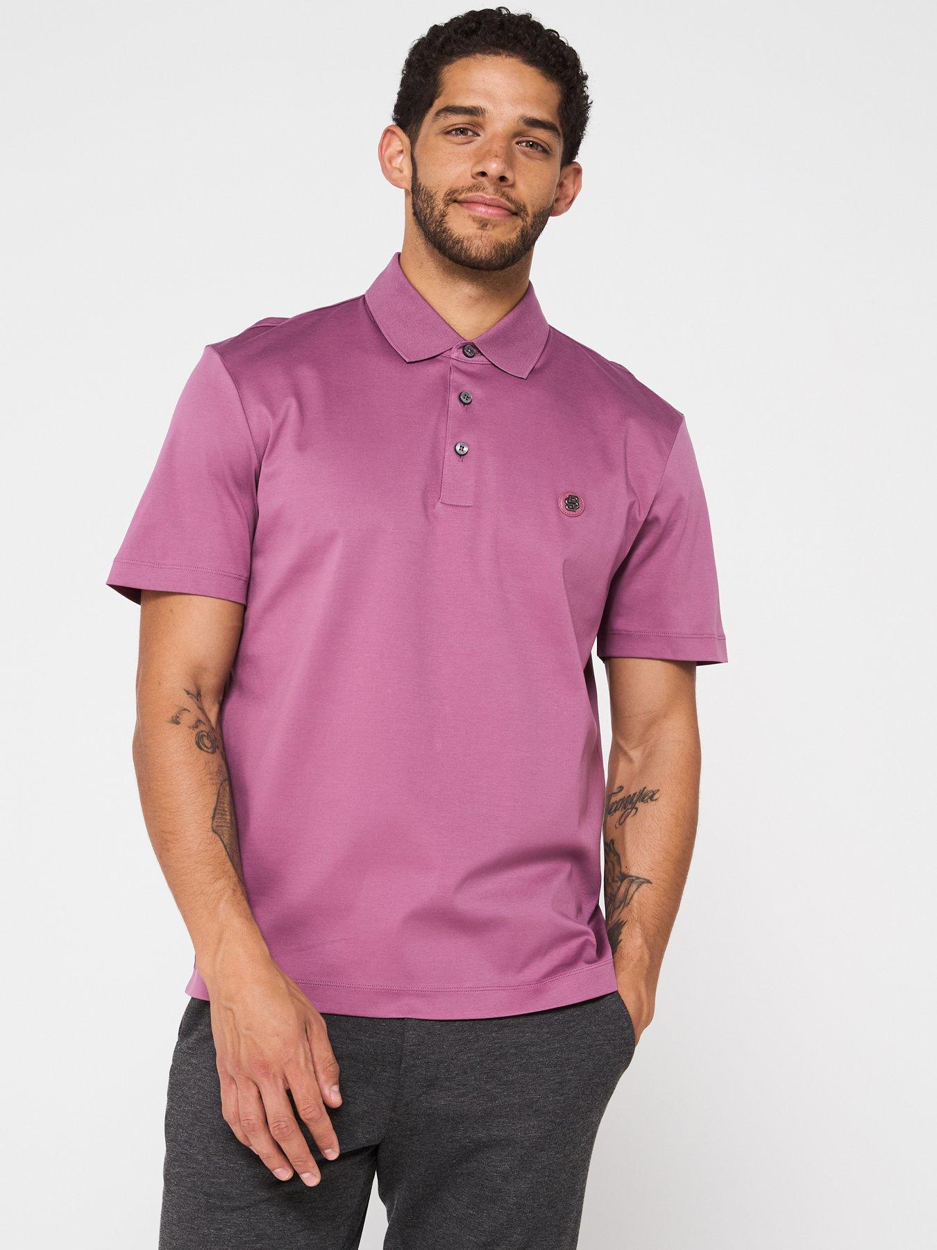 undefined C-Parris 01 Regular Fit Logo Badge Cotton Polo Shirt - Purple