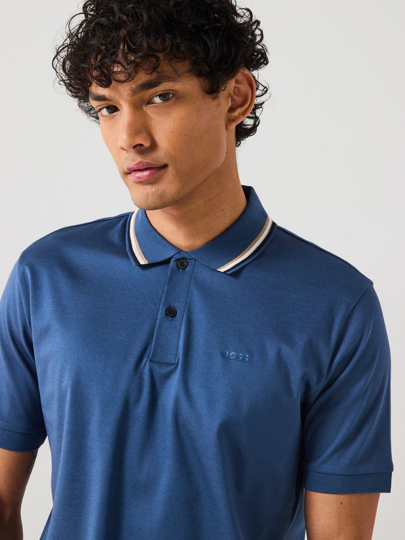 undefined Penrose 38 Slim Fit Corporate Stripe Polo Shirt - Blue