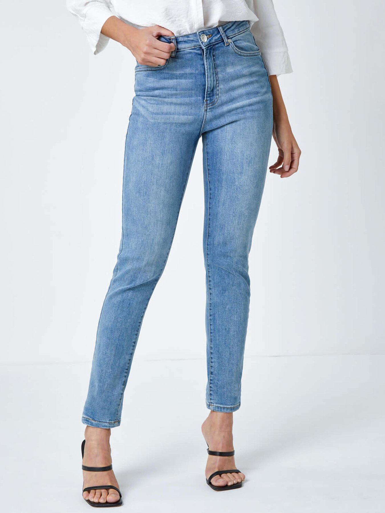 Slim Leg Stretch Mom Jeans Blue