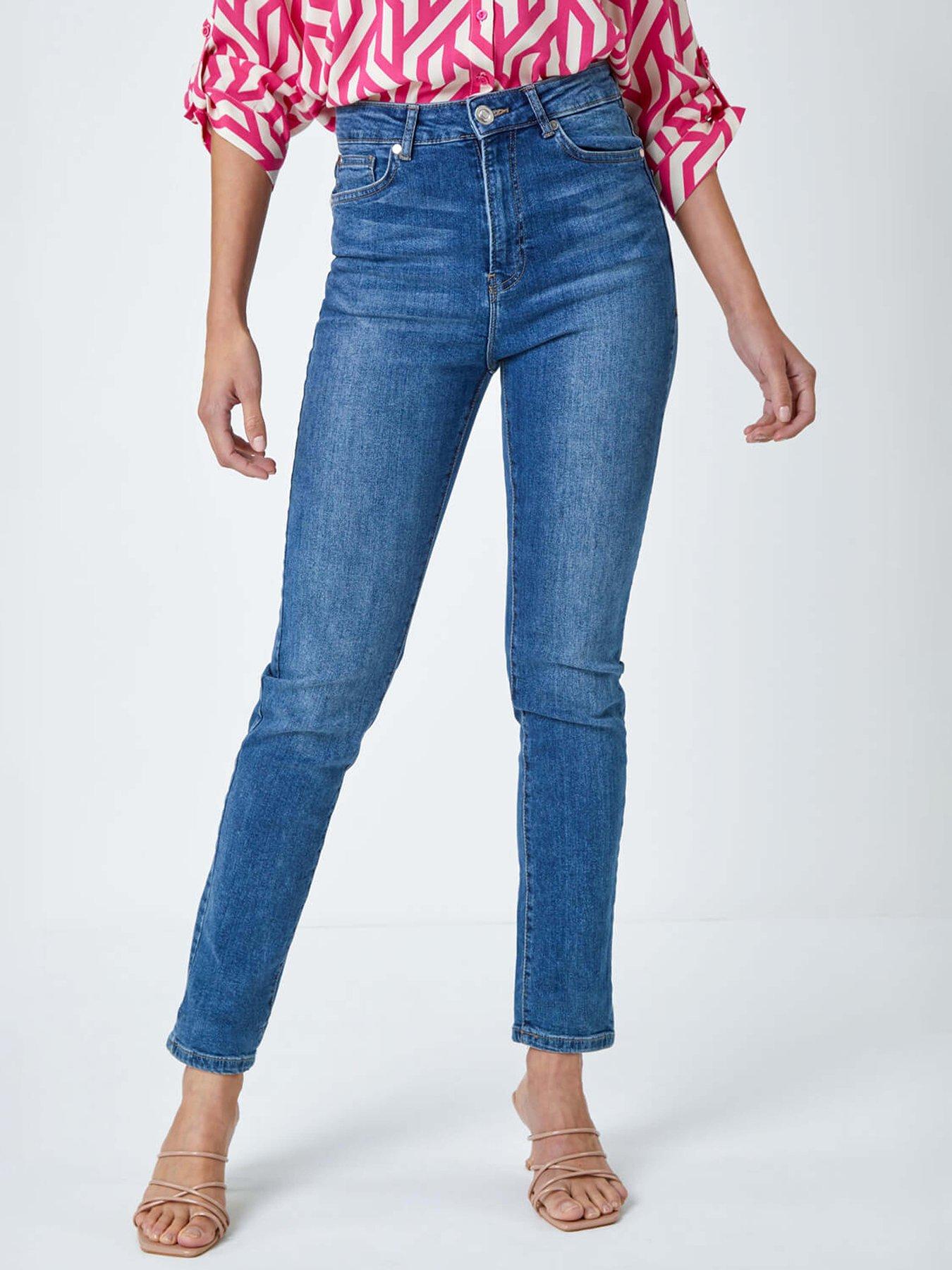undefined Slim Leg Stretch Mom Jeans - Indigo