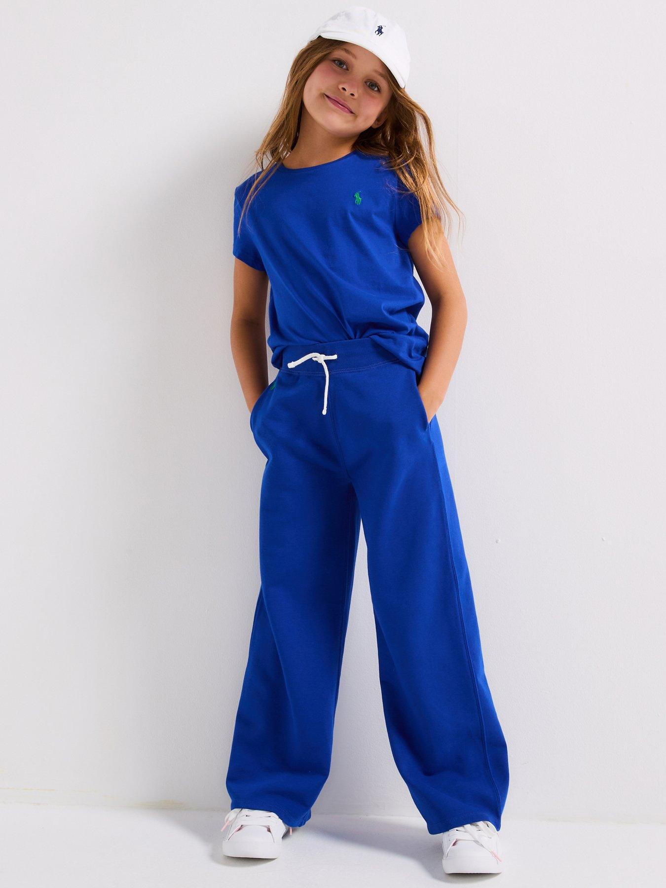 undefined Girls Wide Leg Jog Pants - Blue