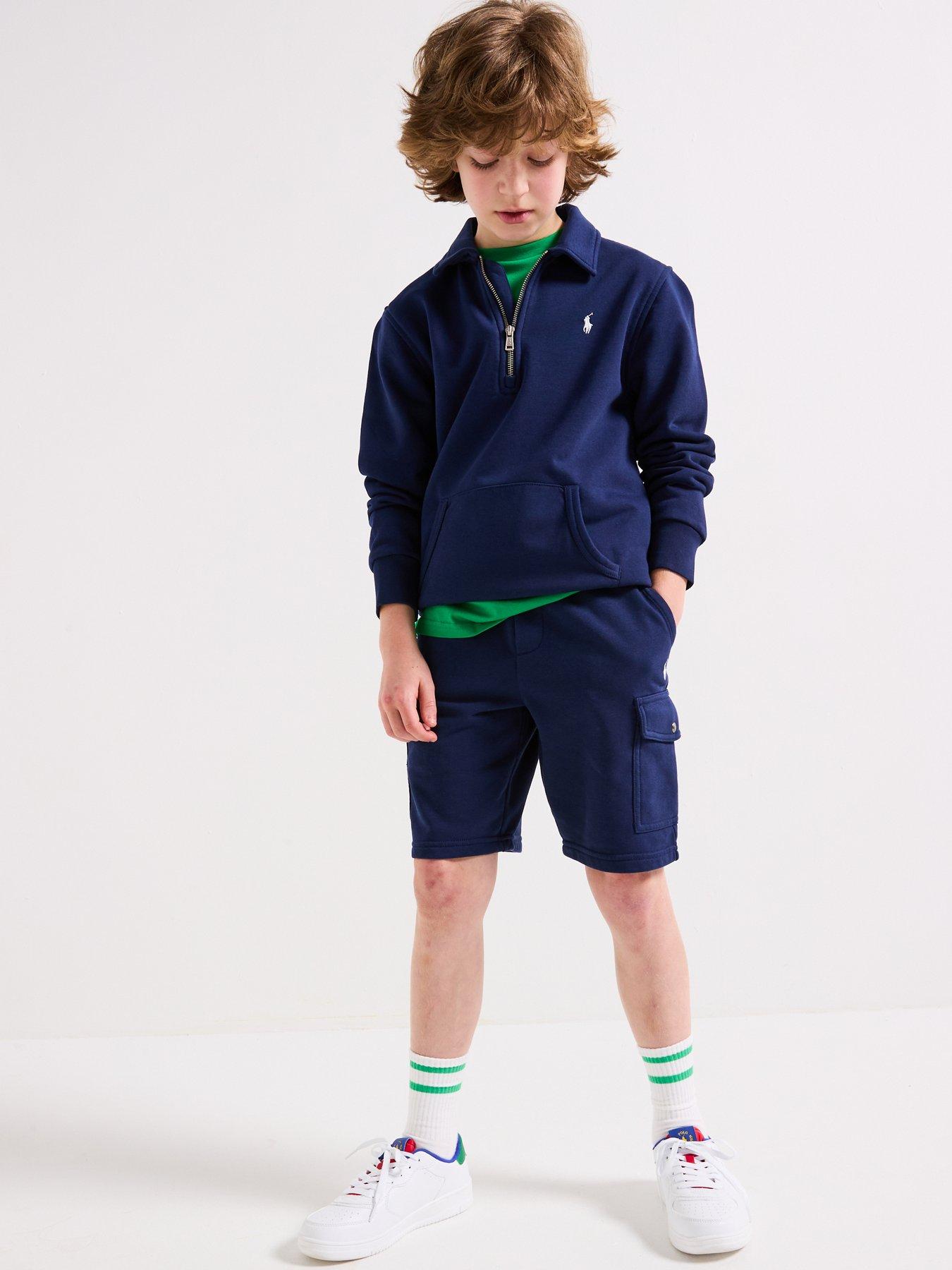 Image 2 of 6 of Polo Ralph Lauren Boys Half Zip Sweat Top - Navy