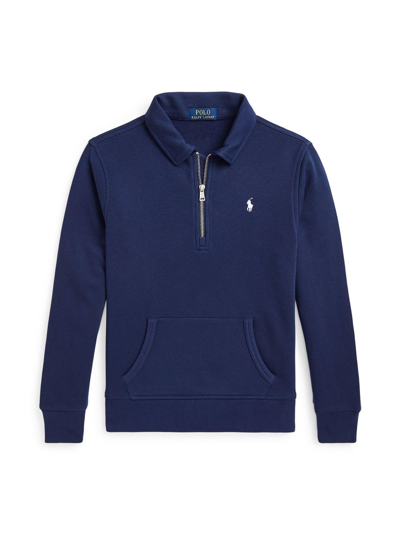 Image 5 of 6 of Polo Ralph Lauren Boys Half Zip Sweat Top - Navy