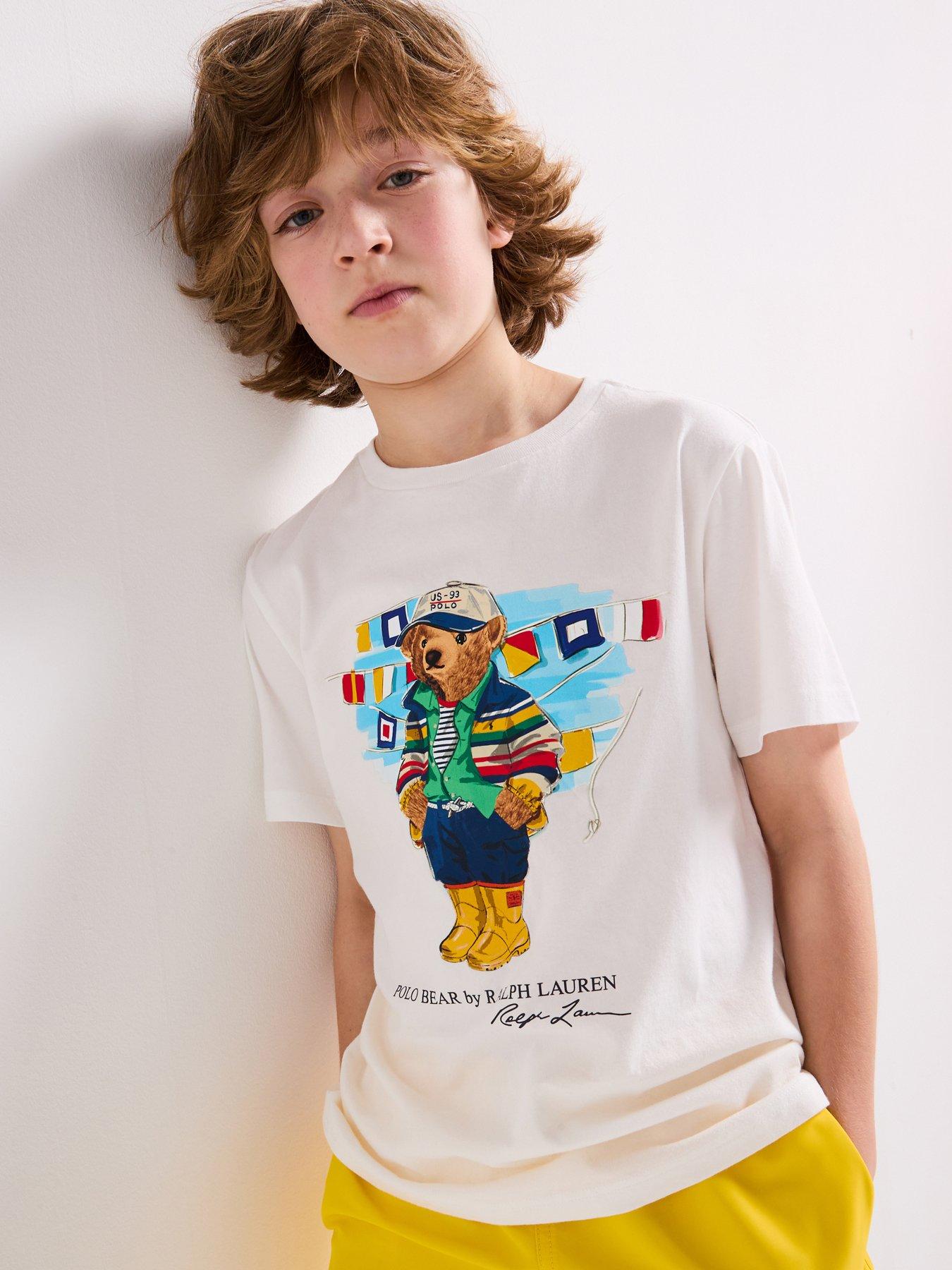 Image of Polo Ralph Lauren Boys Bear Print Short Sleeve T-Shirt - White