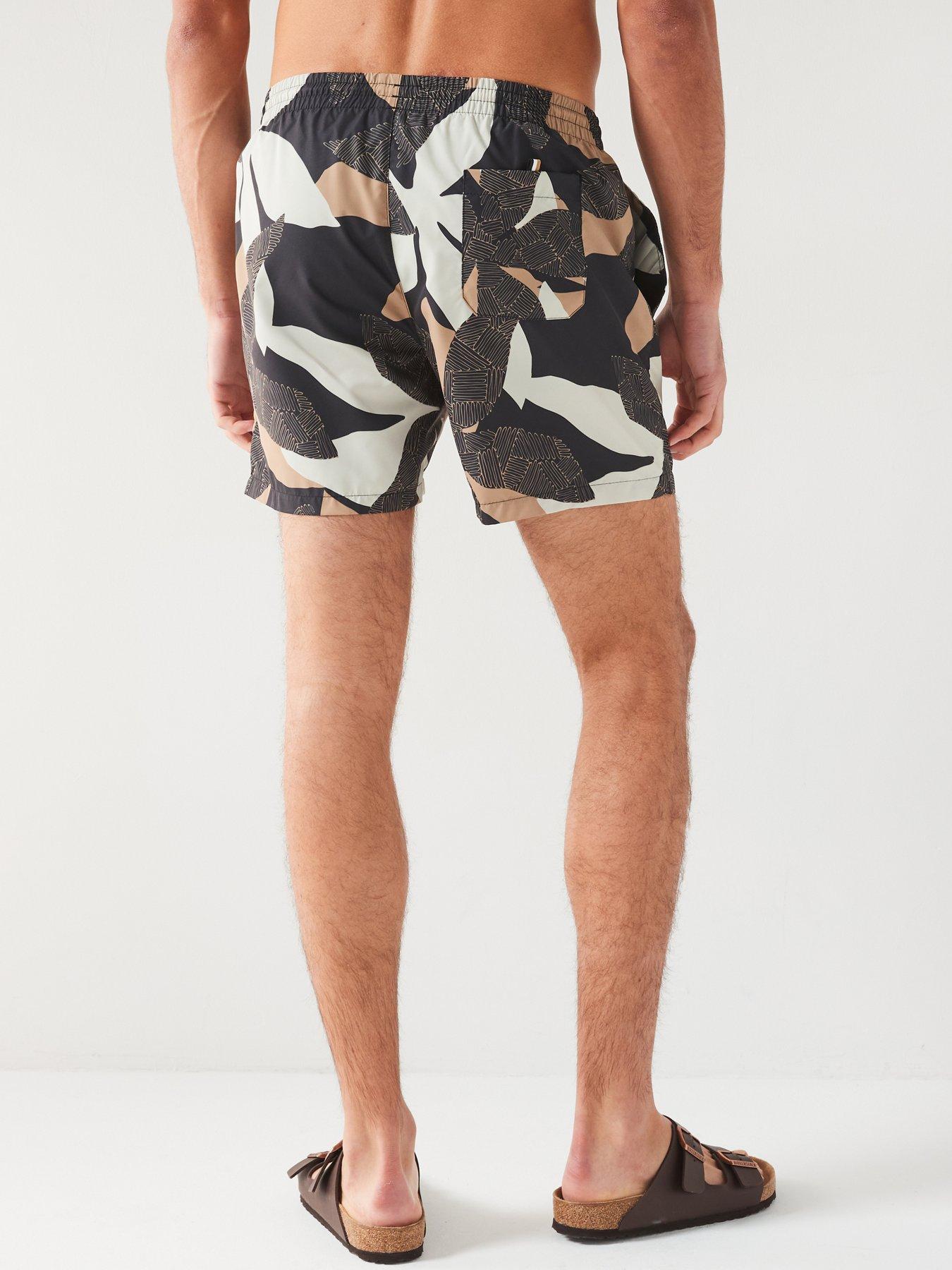Image 2 of 4 of BOSS Piranha Floral Print Swim Shorts - Brown