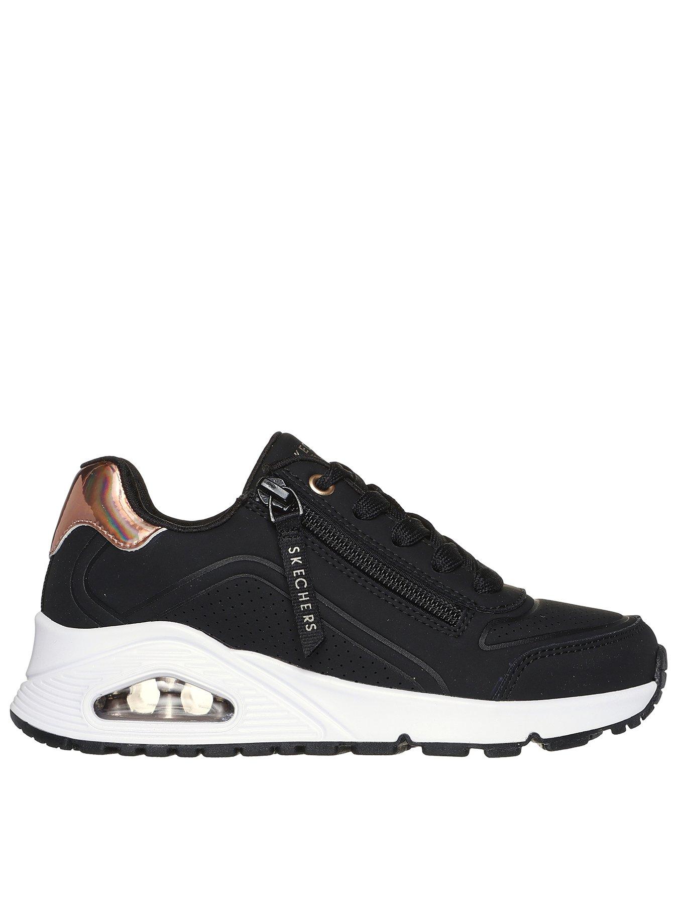 undefined Lace Up Lateral Zip Sneakers W/ Holographic Heel Trim Detail - Black