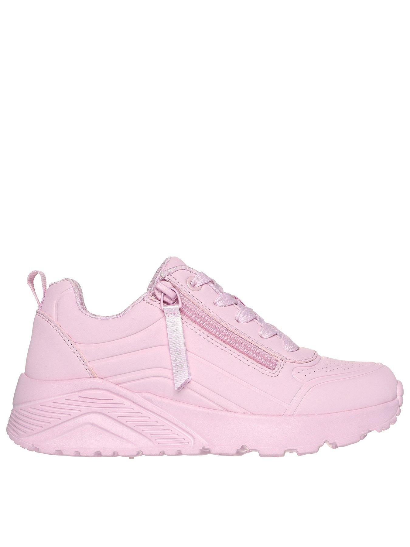undefined Monochromatic Lace Up Sneakers W/ Quarter Zip Detail - Pink