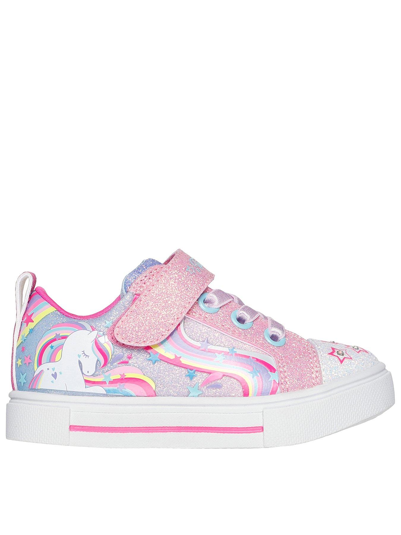 undefined Glitter Unicorn Print Sneaker W/top Strap Gore Closure