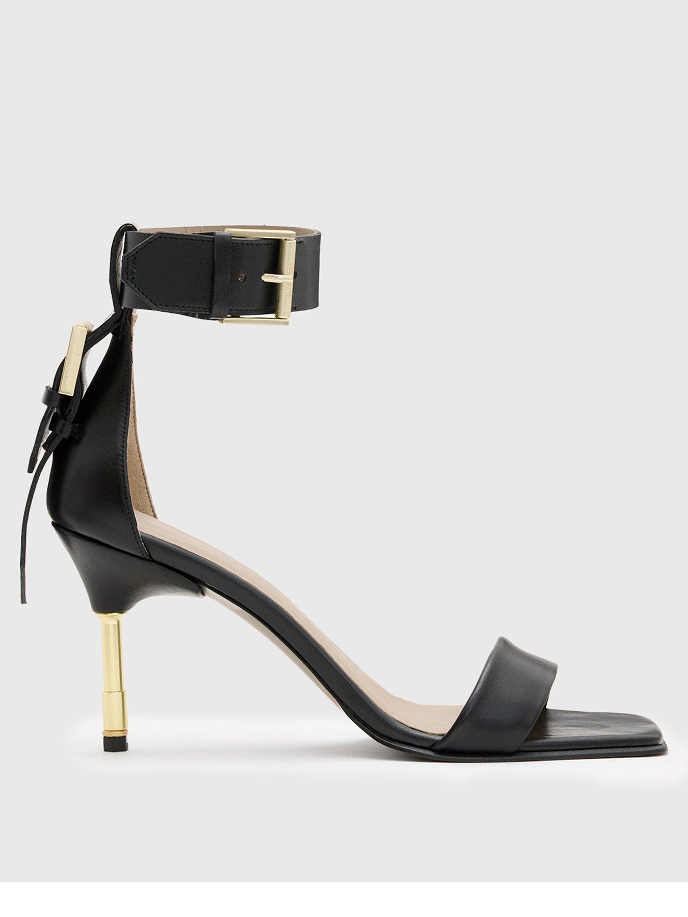 Allsaints Noir Square Toe Heeled Sandal - Black