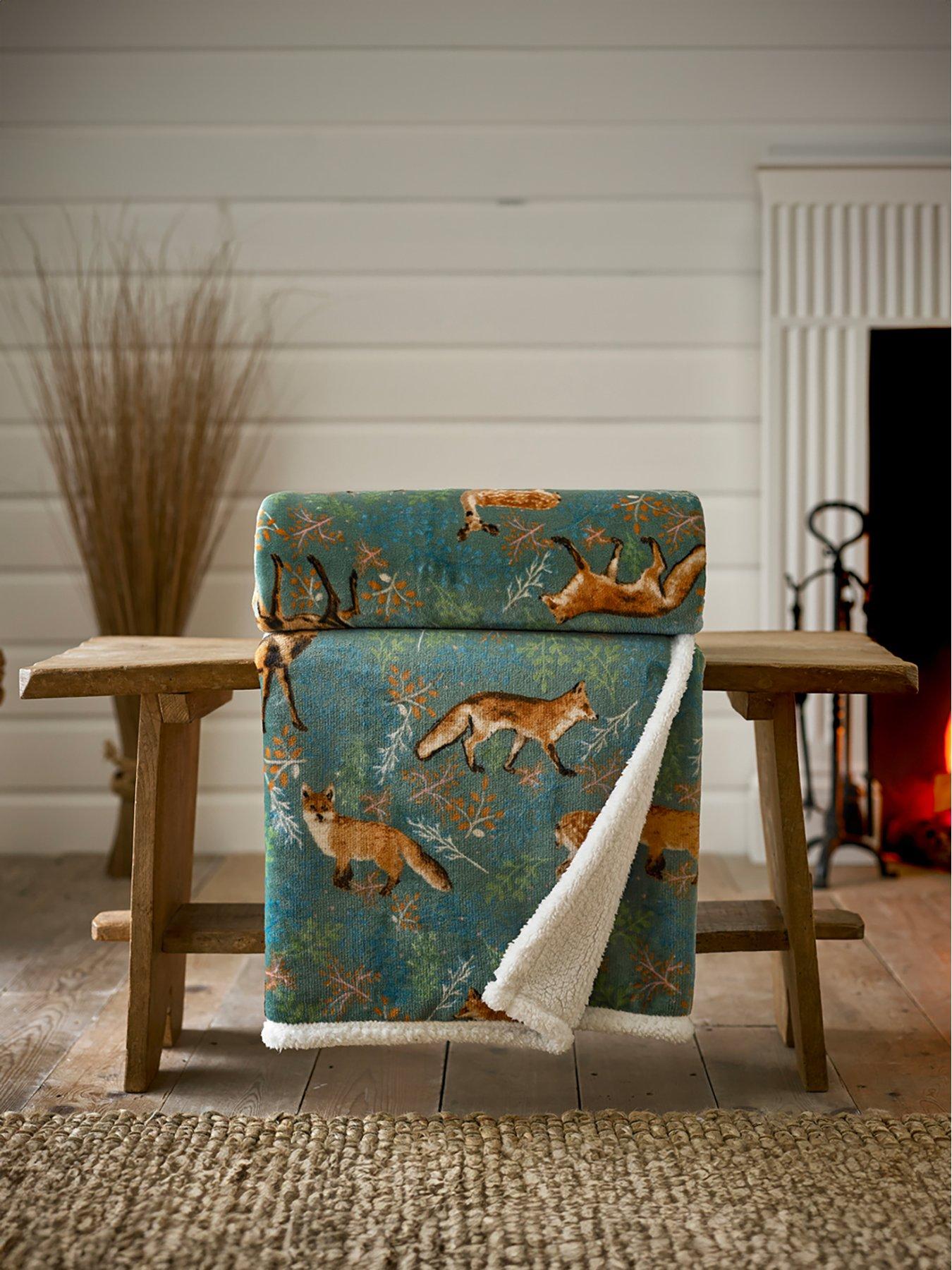 Product photograph of Deyongs Fox And Deer Sherpa Throw from very.co.uk