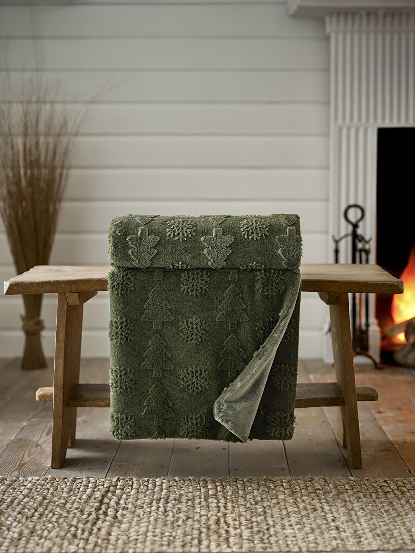 Product photograph of Deyongs Winter Forest Throw 130x150cm - Green from very.co.uk