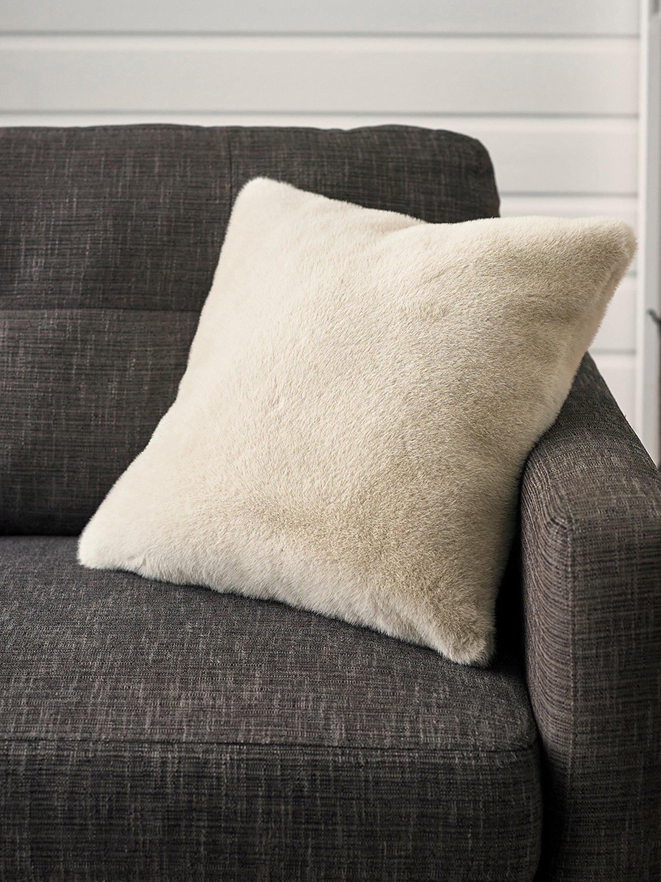 Product photograph of Deyongs Ashford Faux Fur Cushion from very.co.uk