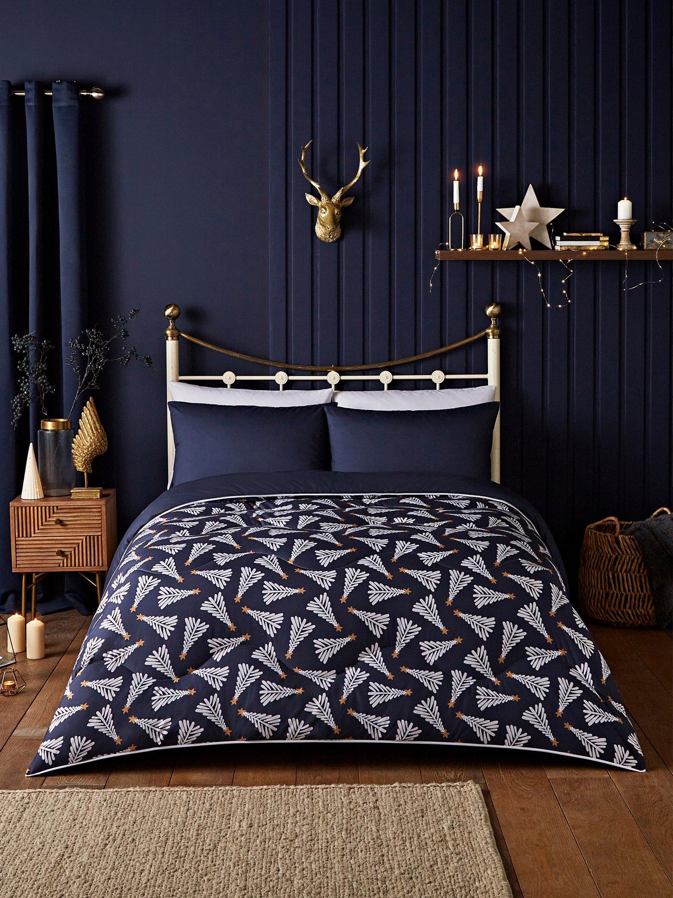 Product photograph of Night Lark Festive Print 10 5 Tog Coverless Quilt And Pillowcase Set from very.co.uk