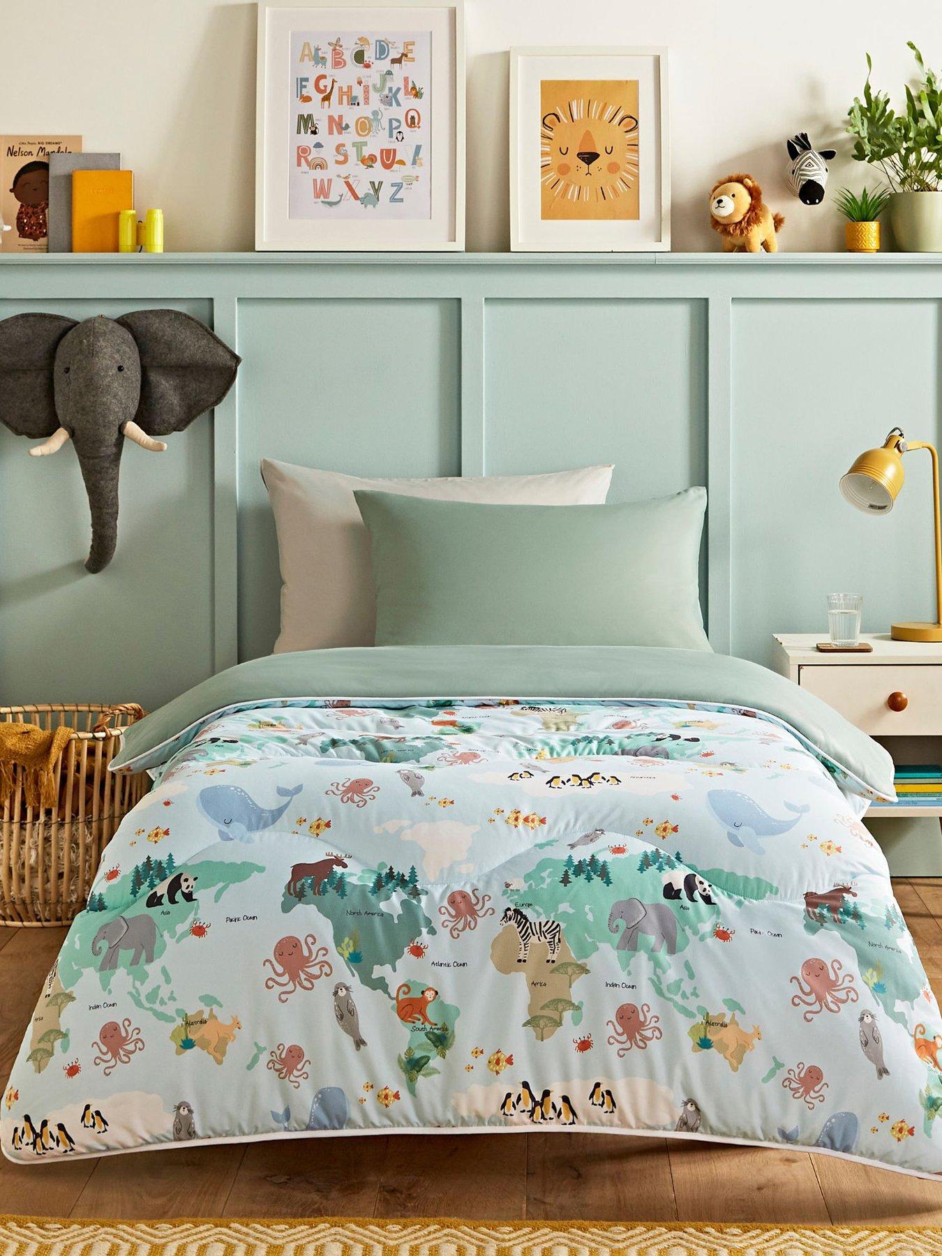 Product photograph of Night Lark Animal Atlas 10 5 Tog Coverless Quilt And Pillowcase Set from very.co.uk