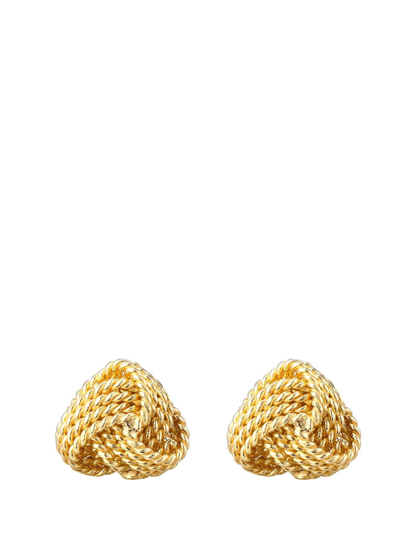 Product photograph of The Love Silver Collection Gold Plated Sterling Silver Rope Knot Triangle Stud Earrings from very.co.uk