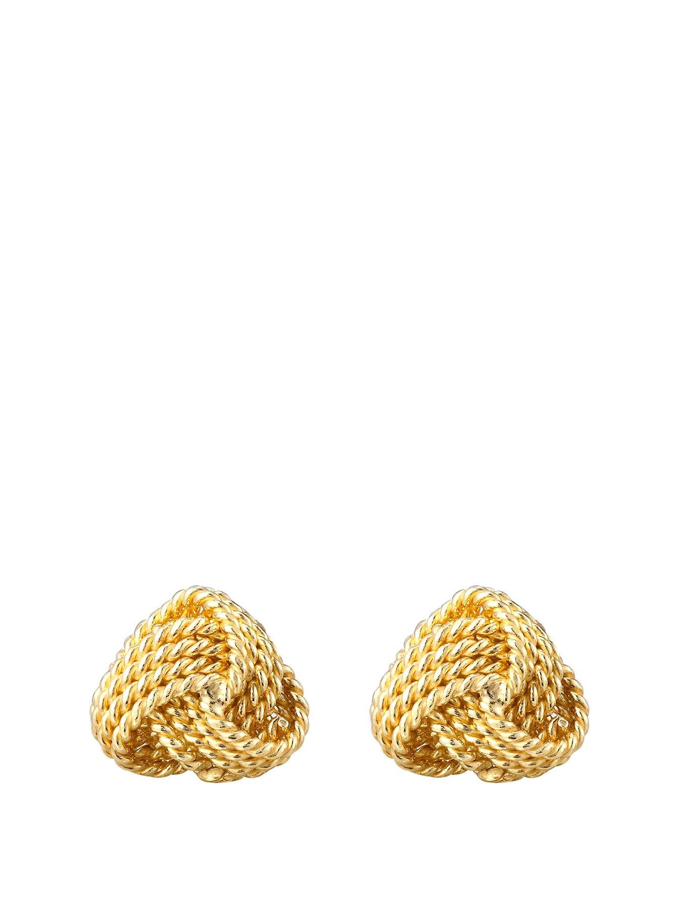 The Love Collection Gold Plated Sterling Silver Rope Knot Triangle Stud Earrings