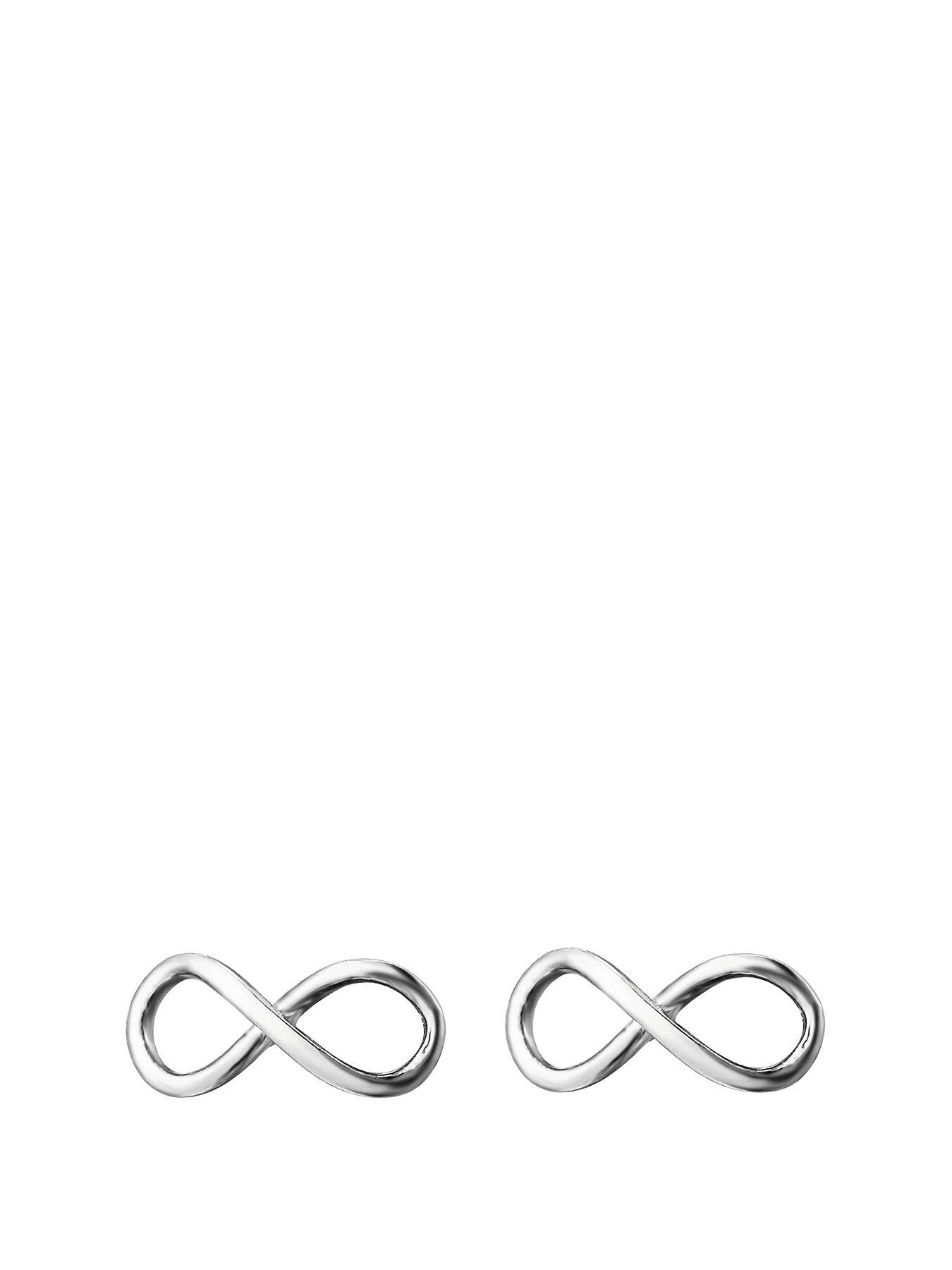 Product photograph of The Love Silver Collection Sterling Silver Infinity Stud Earrings from very.co.uk