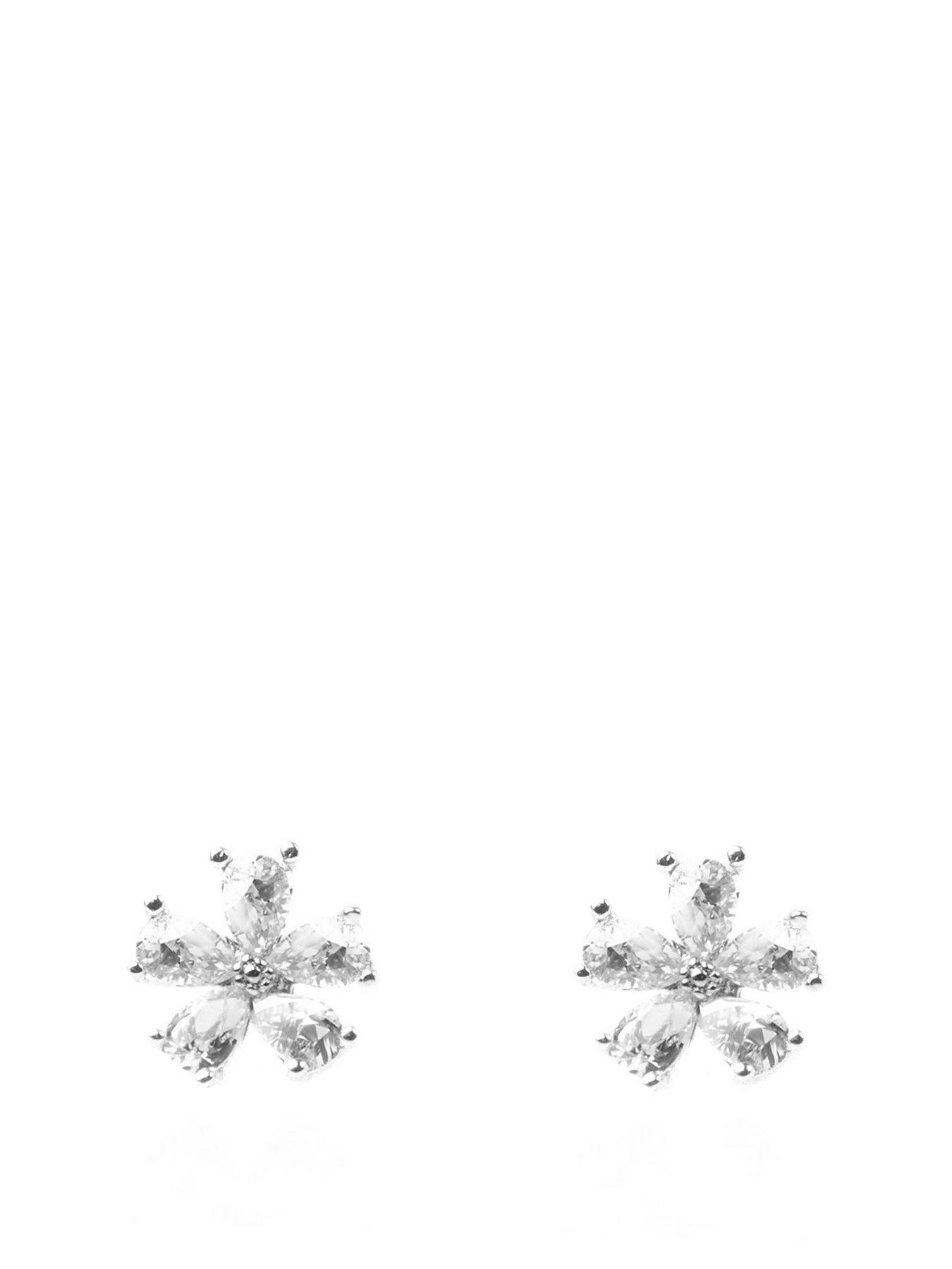 Product photograph of The Love Silver Collection Sterling Silver Cz Flower Stud Earrings from very.co.uk