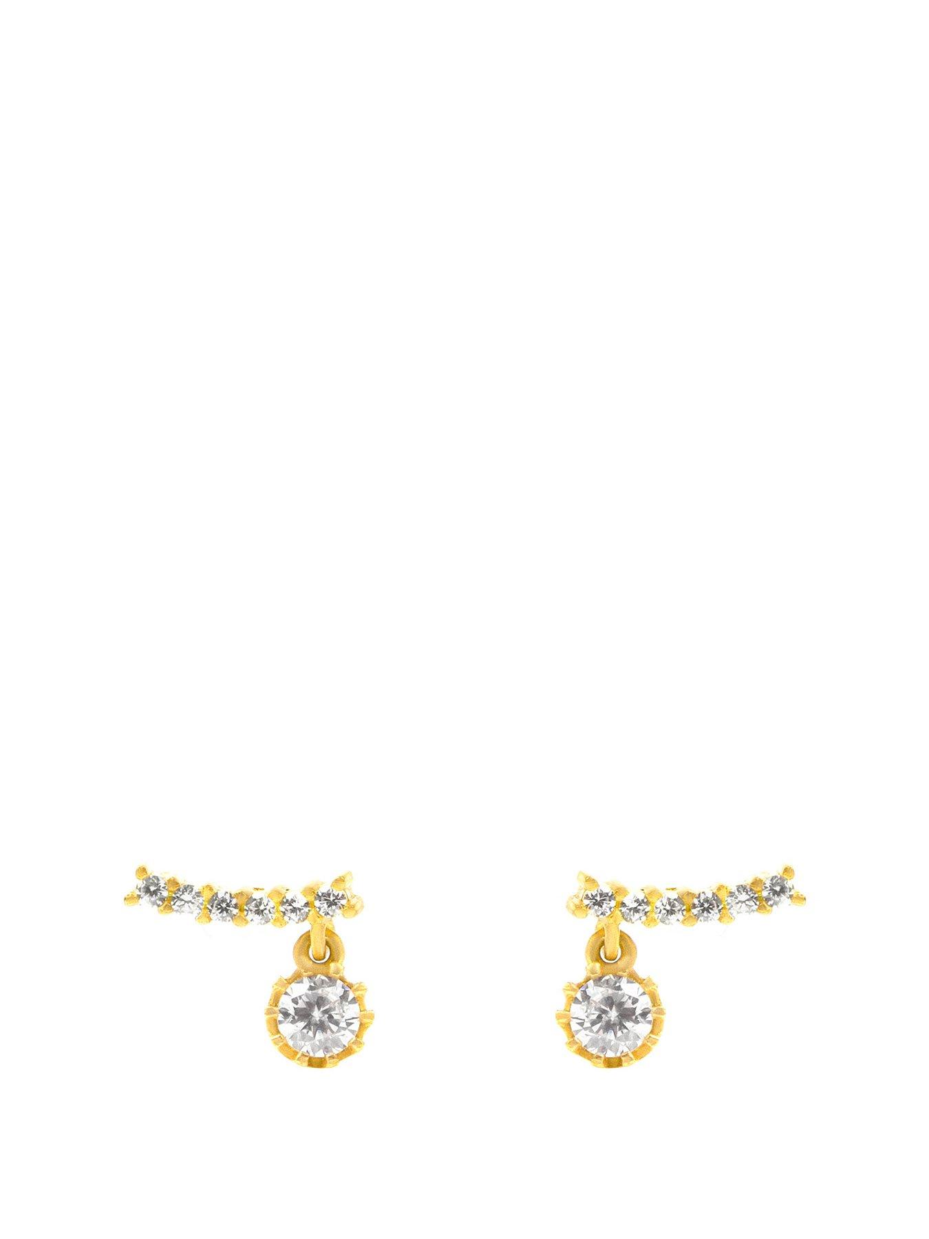 Product photograph of The Love Collection Gold Plated Sterling Silver Cz Climber With Charm from very.co.uk