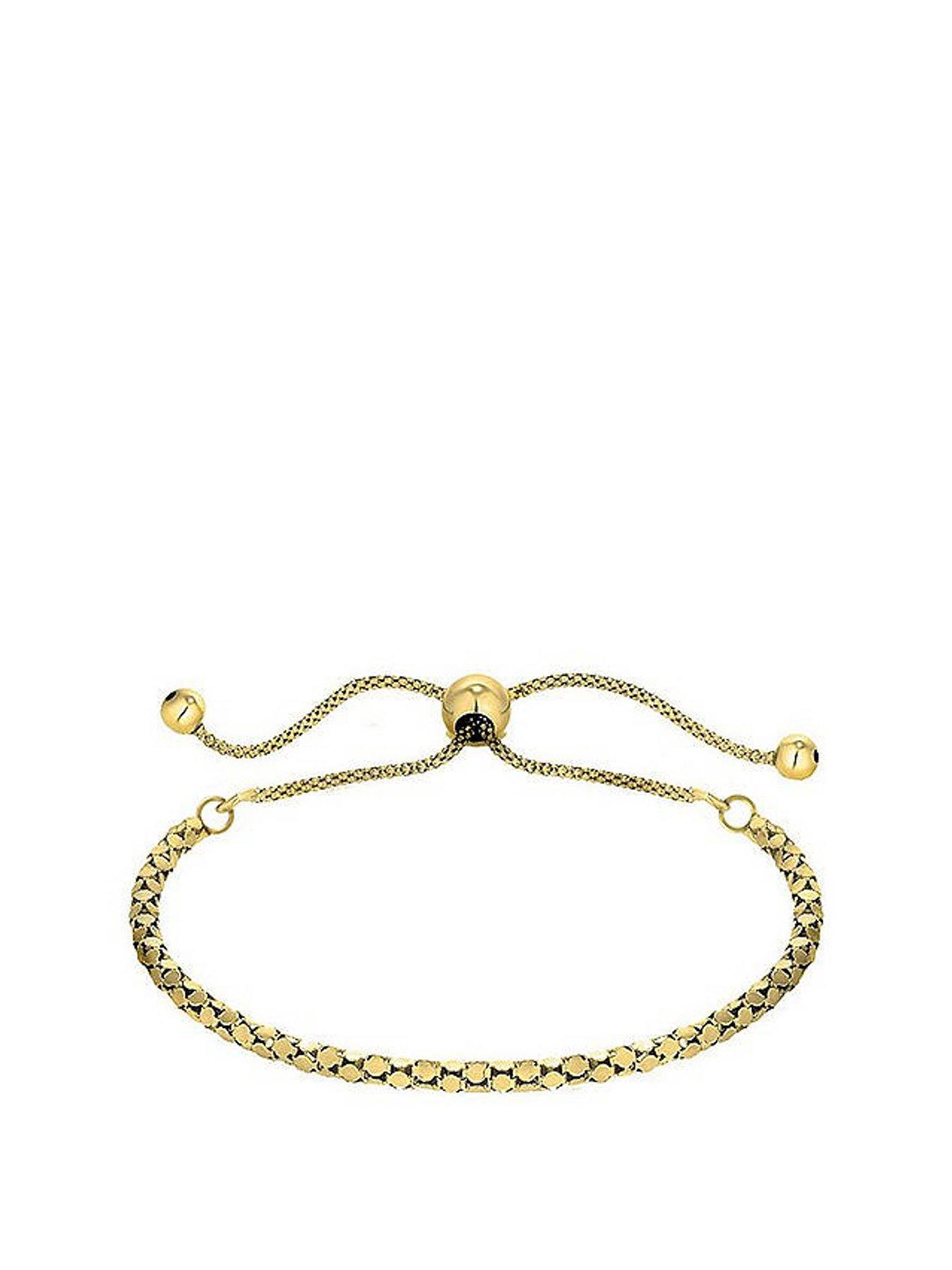 Product photograph of The Love Collection Gold Plated Sterling Silver Adjustable Faceted Toggle Bracelet from very.co.uk