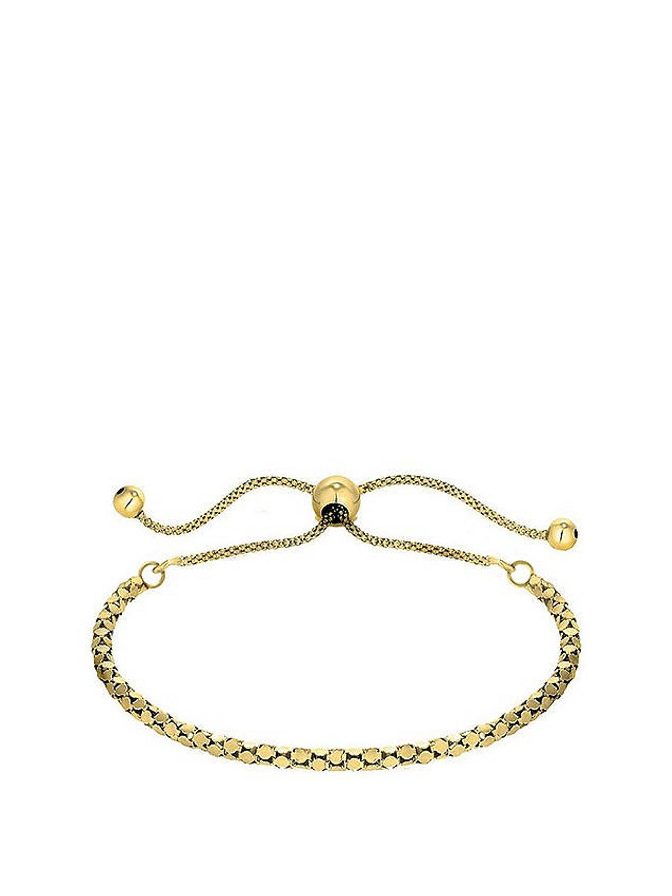 Product photograph of The Love Silver Collection Gold Plated Sterling Silver Adjustable Faceted Toggle Bracelet from very.co.uk