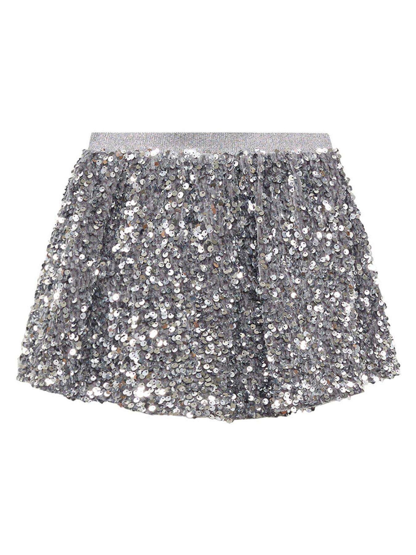 Mango Younger Girls Sequin Skirt Silver Very