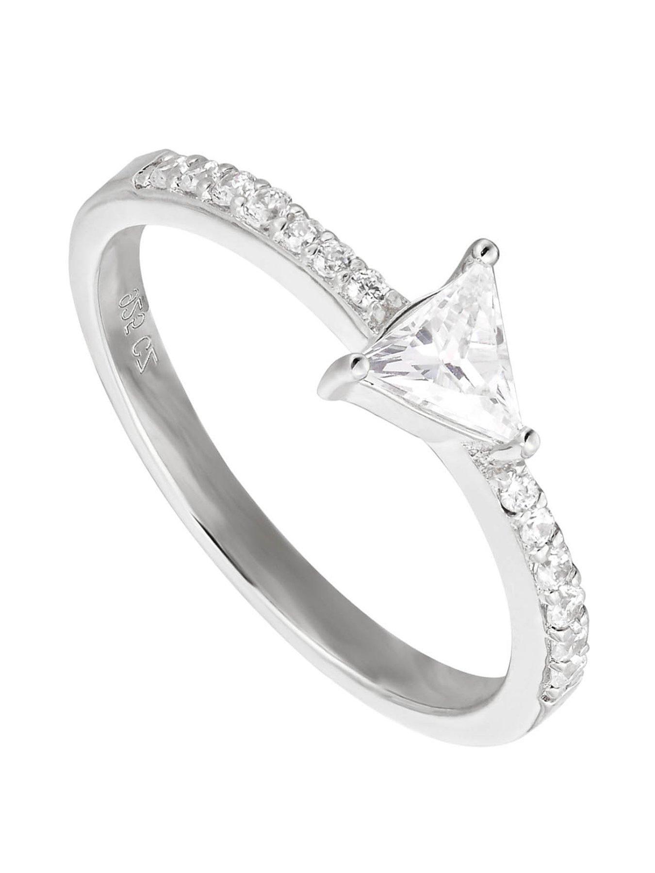 undefined Sterling Silver Pave CZ Trillian Engagement Ring