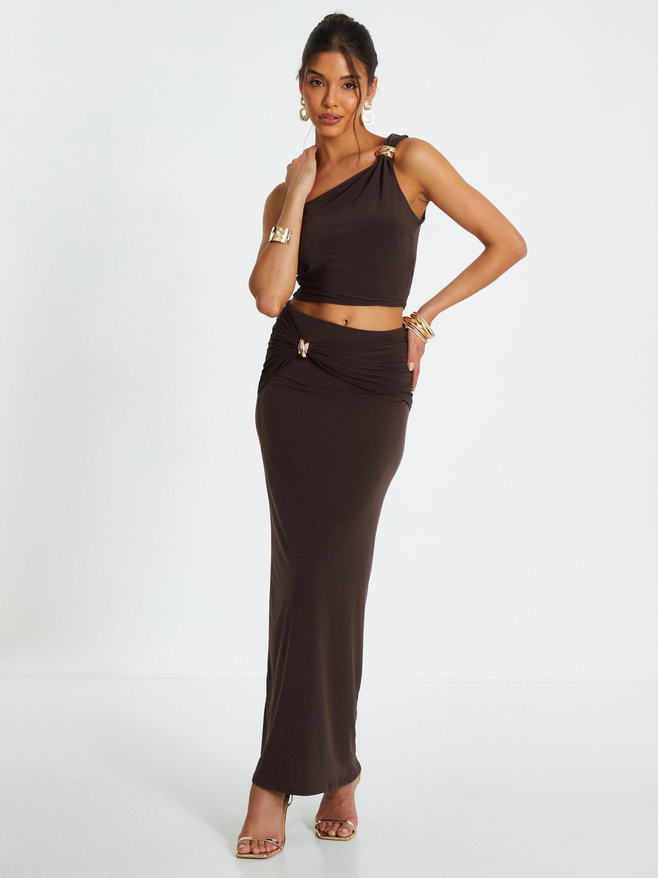 Quiz Brown Maxi Skirt