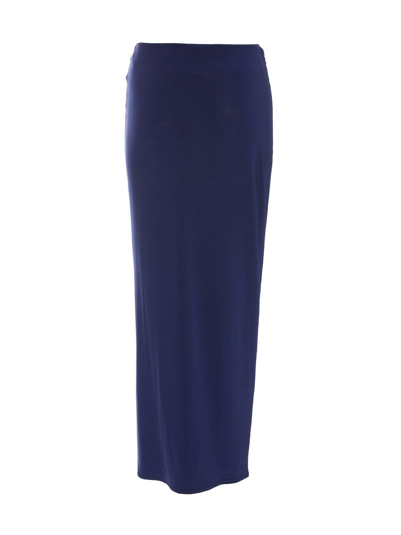 Image 5 of 6 of Quiz Indigo Ruched Split Maxi Skirt