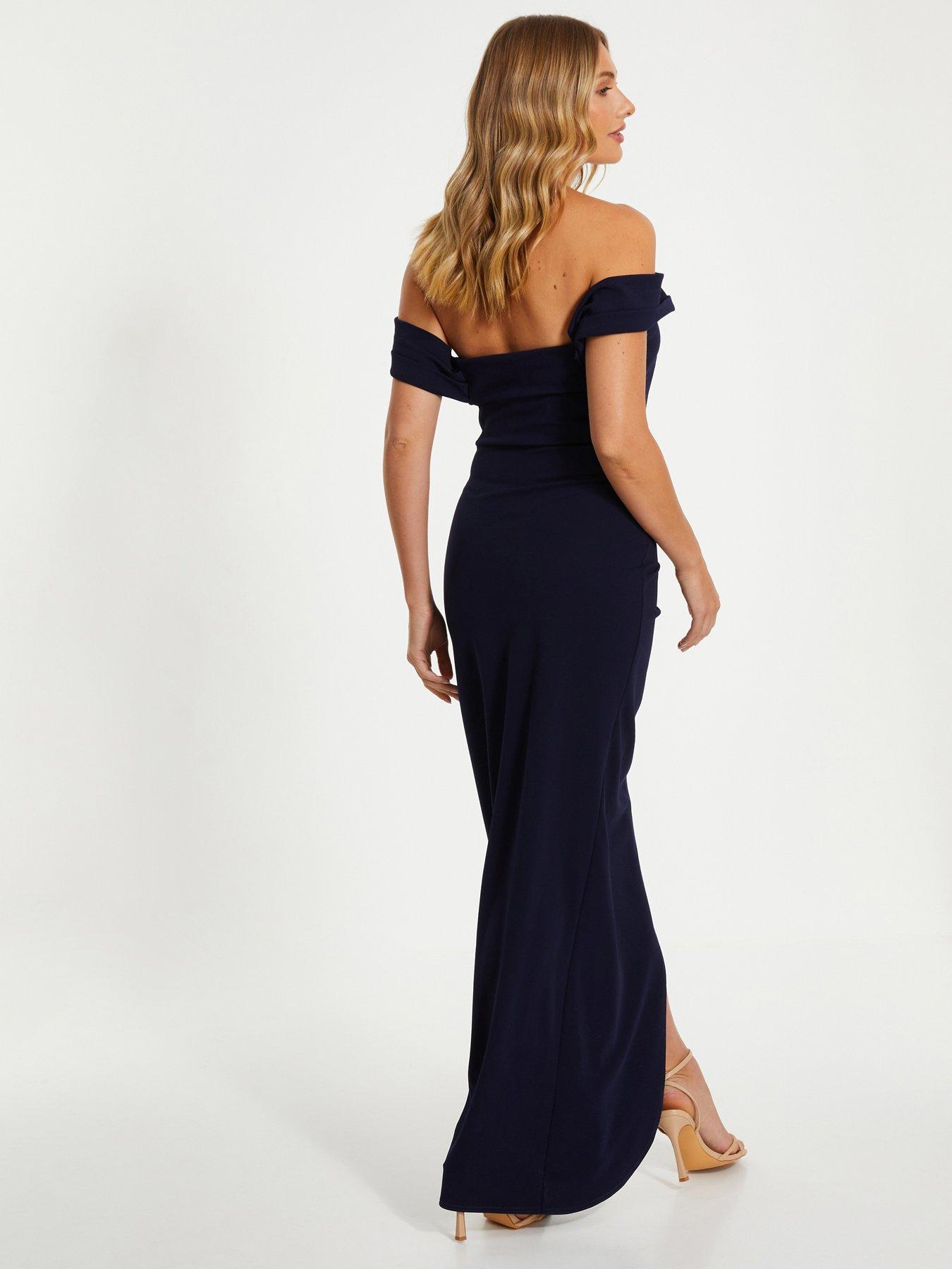 Bardot Pleat Maxi Dress Navy 1 2