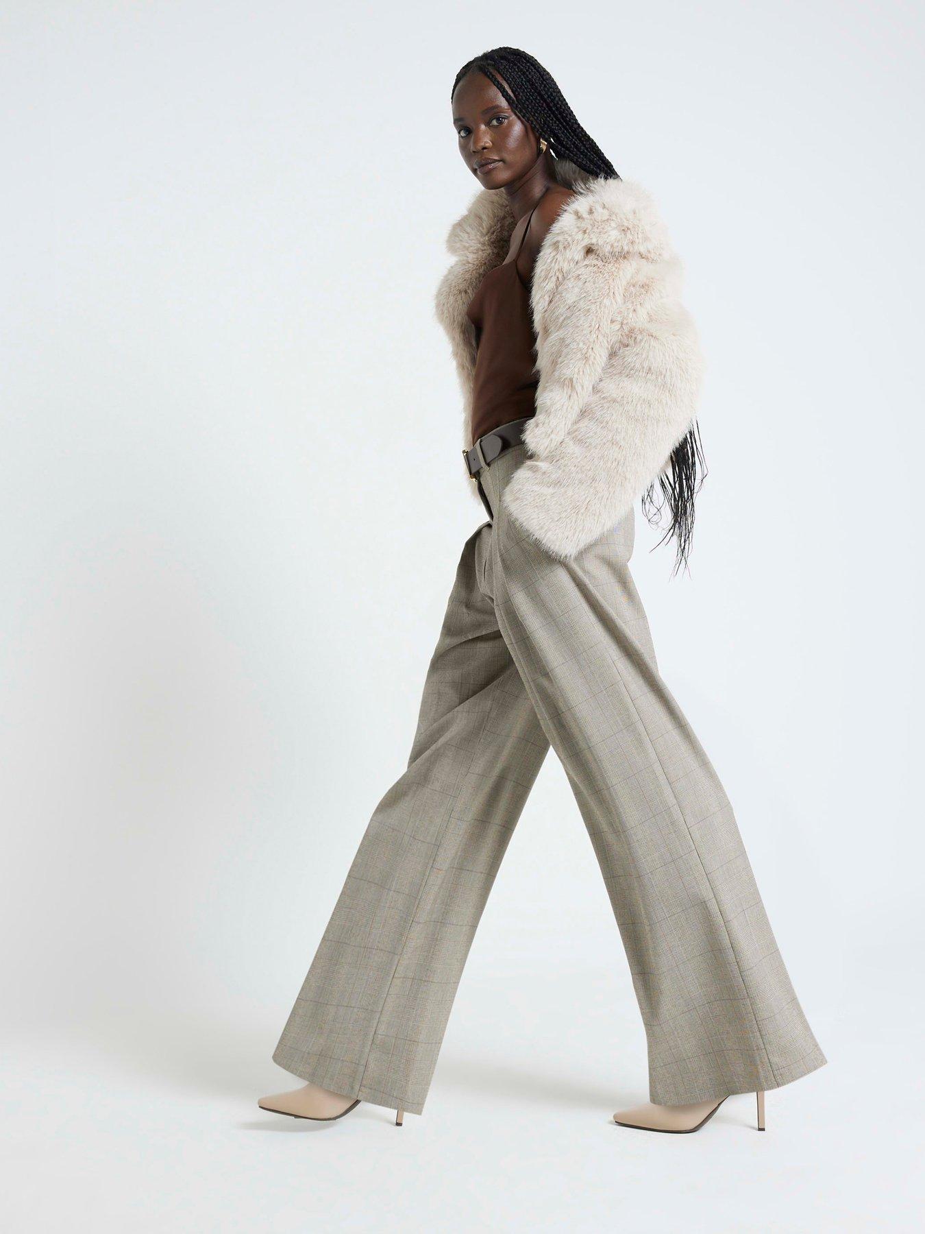 Image 2 of 5 of River Island Belted Wide Leg Trouser - Light Brown