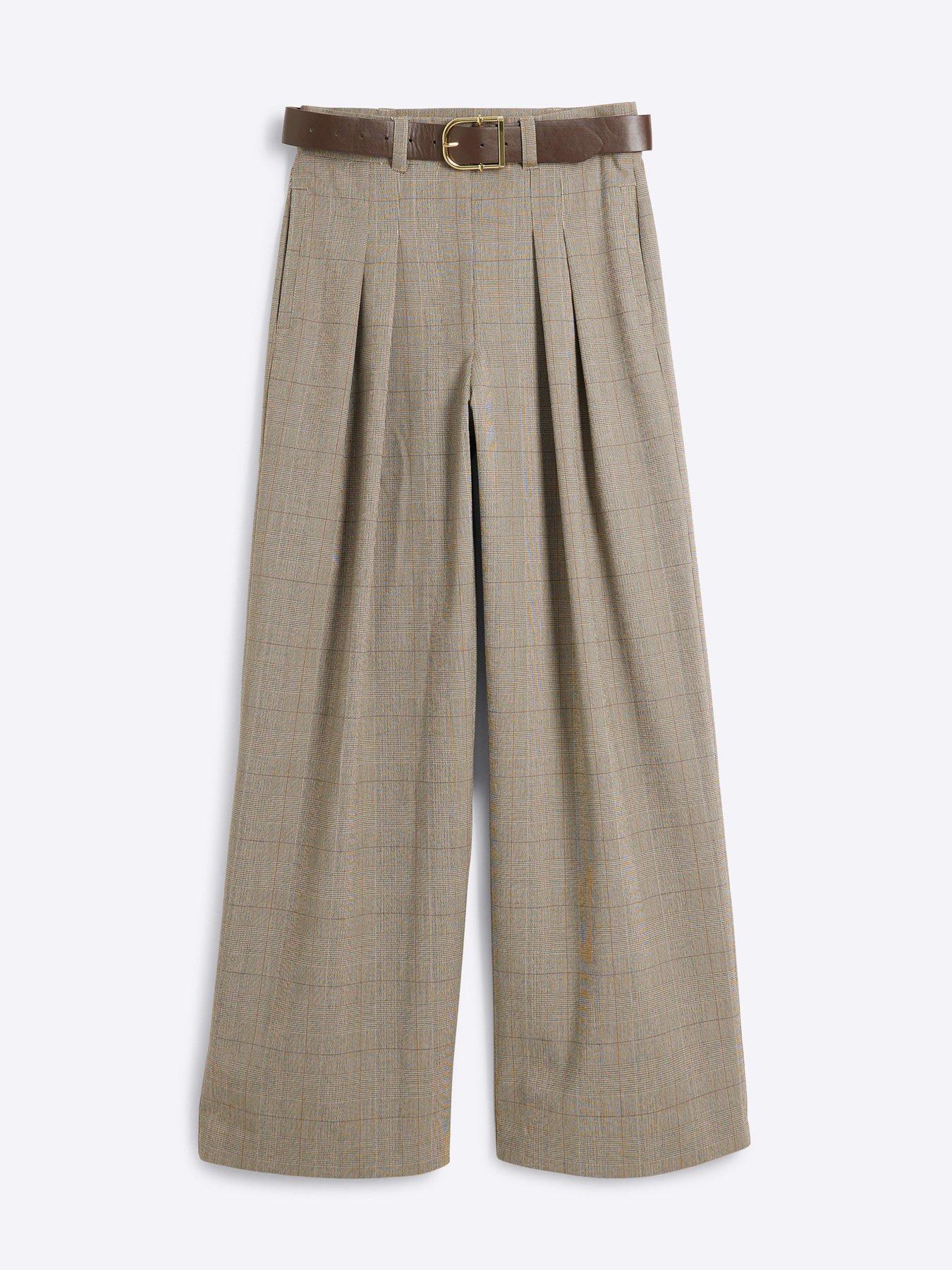Image 3 of 5 of River Island Belted Wide Leg Trouser - Light Brown