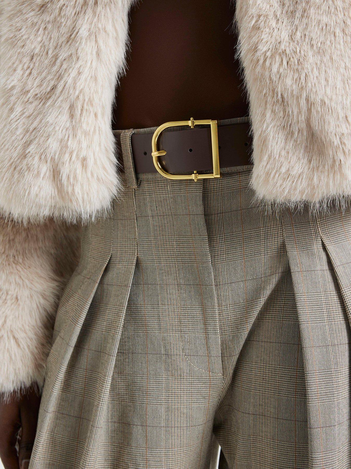 Image 4 of 5 of River Island Belted Wide Leg Trouser - Light Brown