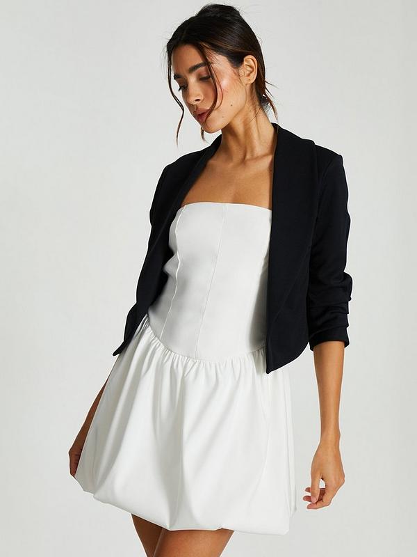 Quiz Black Shawl Collar Crop Jacket Quiz Black Shawl Collar Crop Jacket