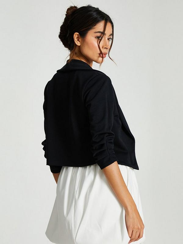 Quiz Black Shawl Collar Crop Jacket Quiz Black Shawl Collar Crop Jacket