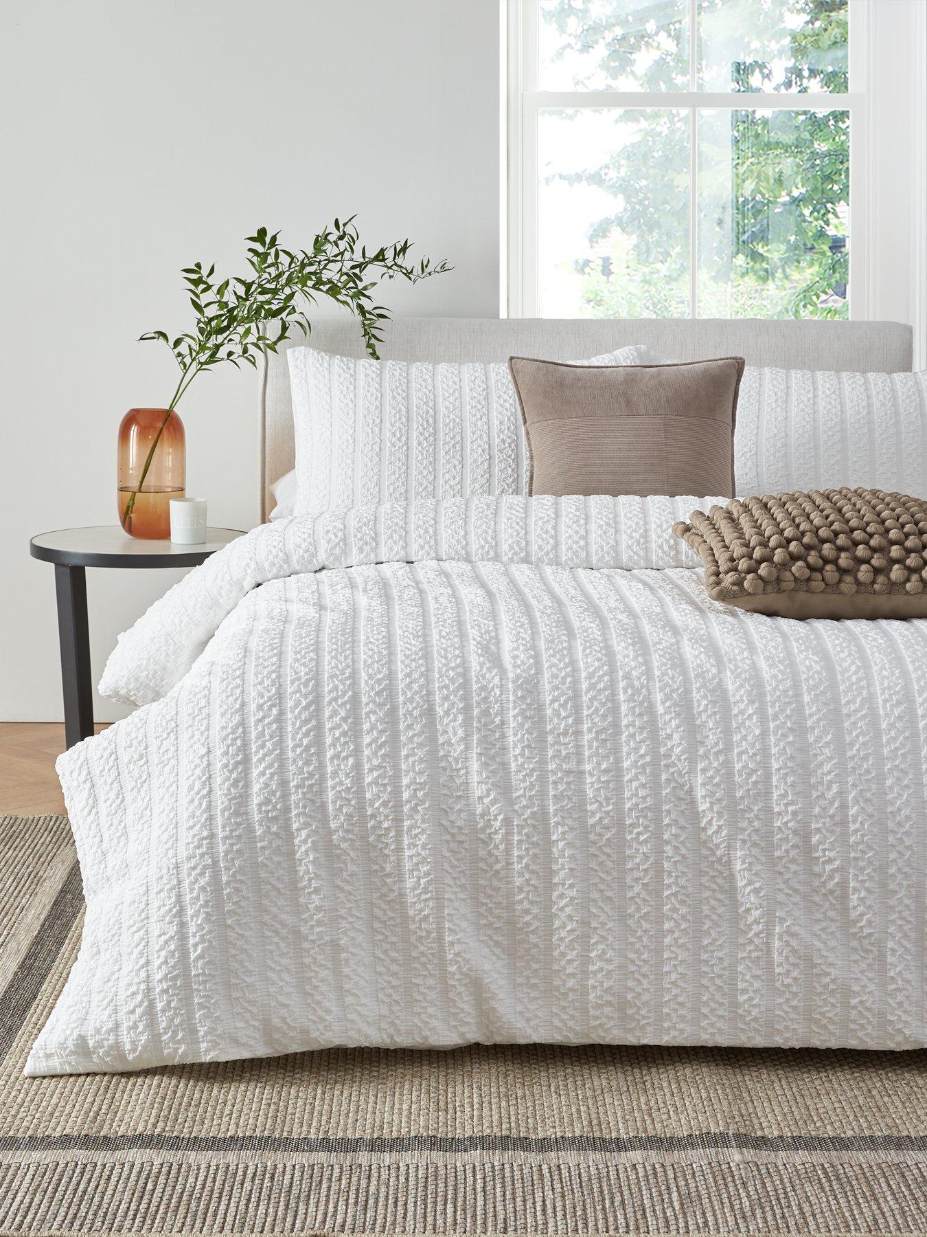 undefined Super Soft Seersucker Stripe Duvet Cover Set