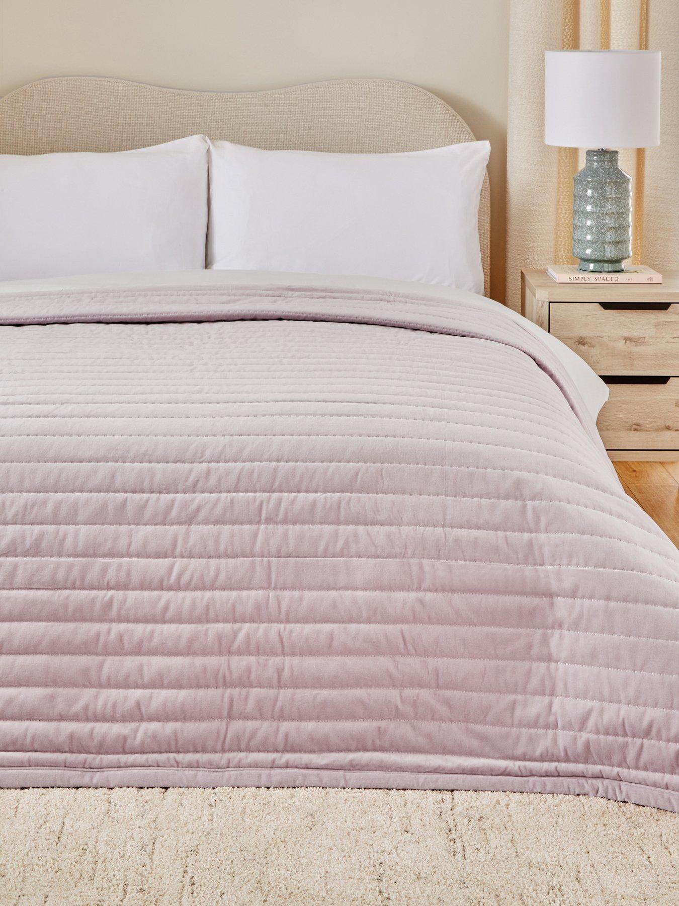 undefined Cotton Velvet Stitch Embroidered Bedspread Throw