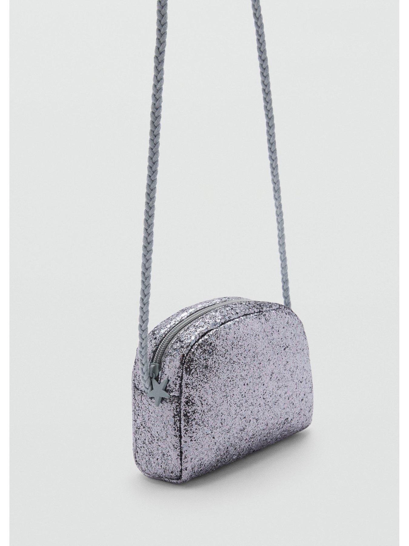 Girls Glitter Cross Body Bag Grey