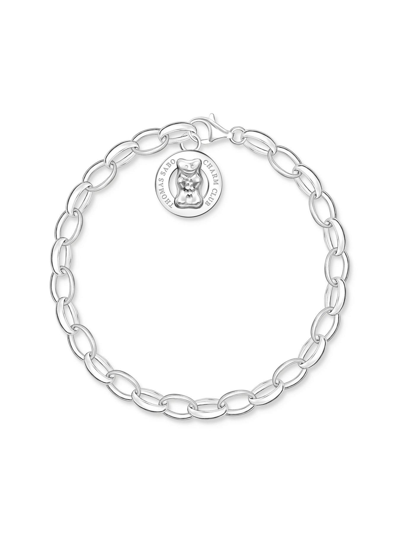 Image 3 of 3 of Thomas Sabo Silver charm bracelet with goldbears logo ring
