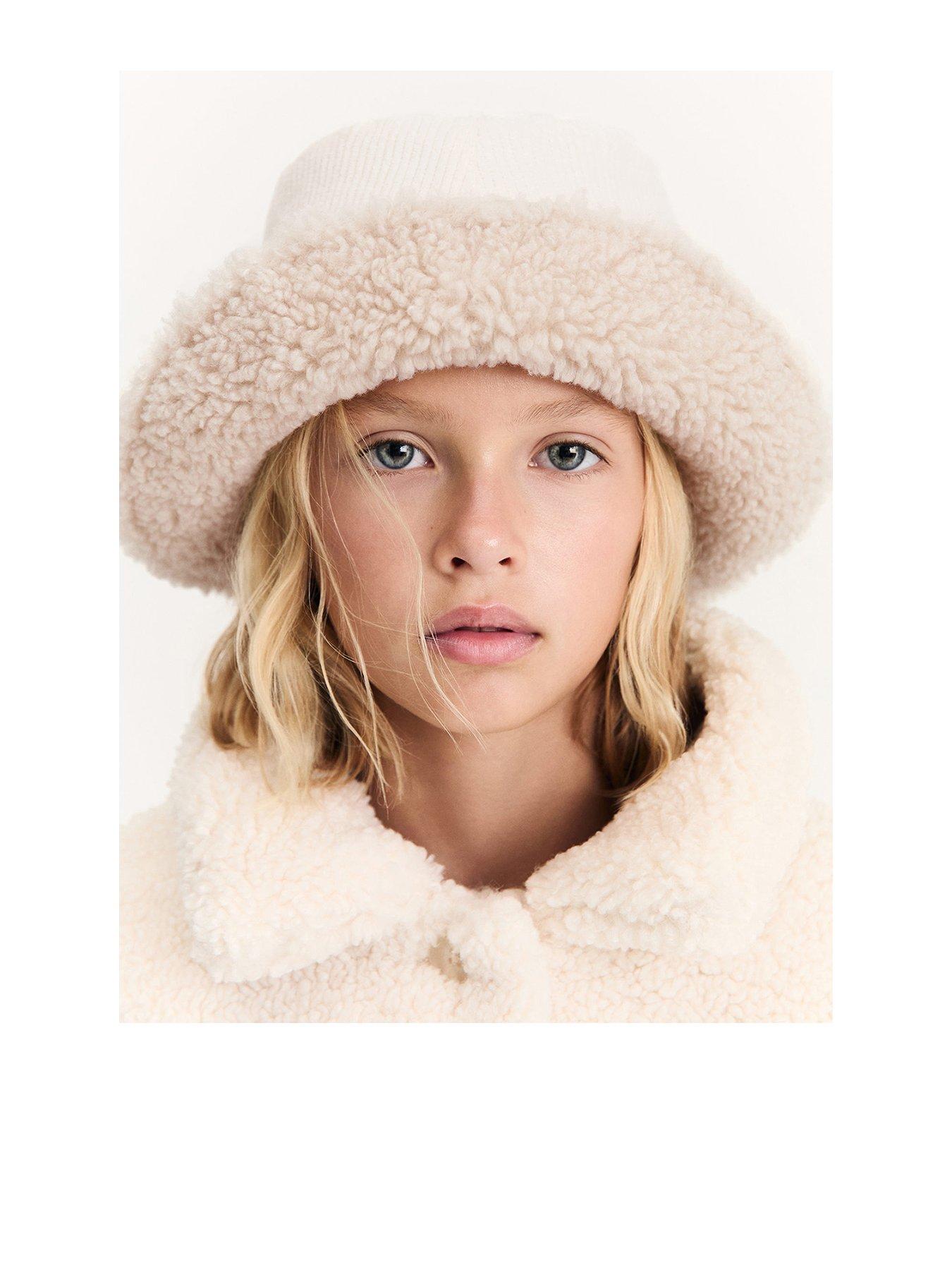 undefined Girls Fleece Bucket Hat - Cream