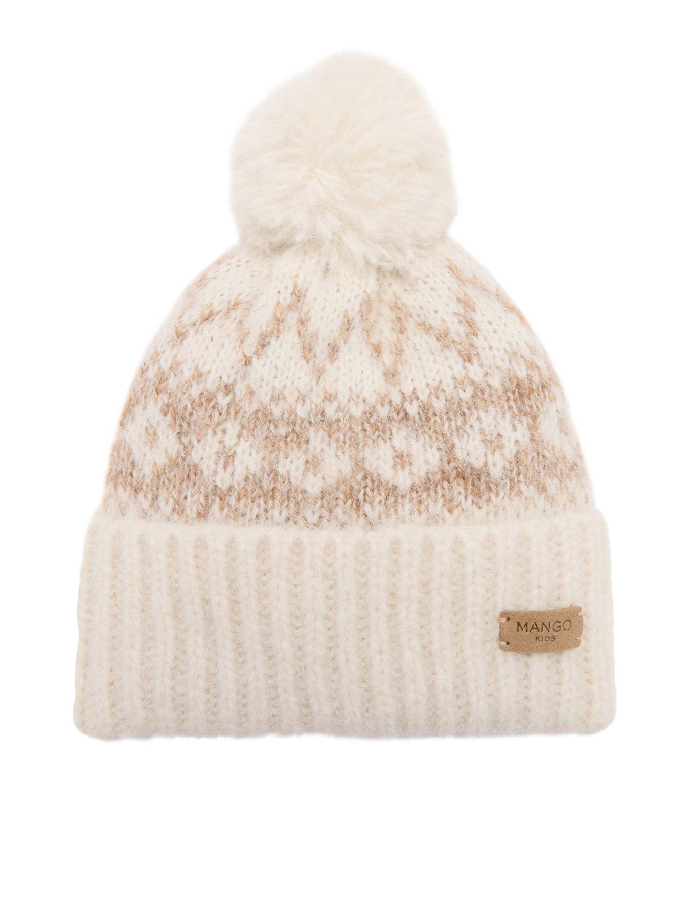 undefined Girls Pom Pom Knitted Hat - Cream
