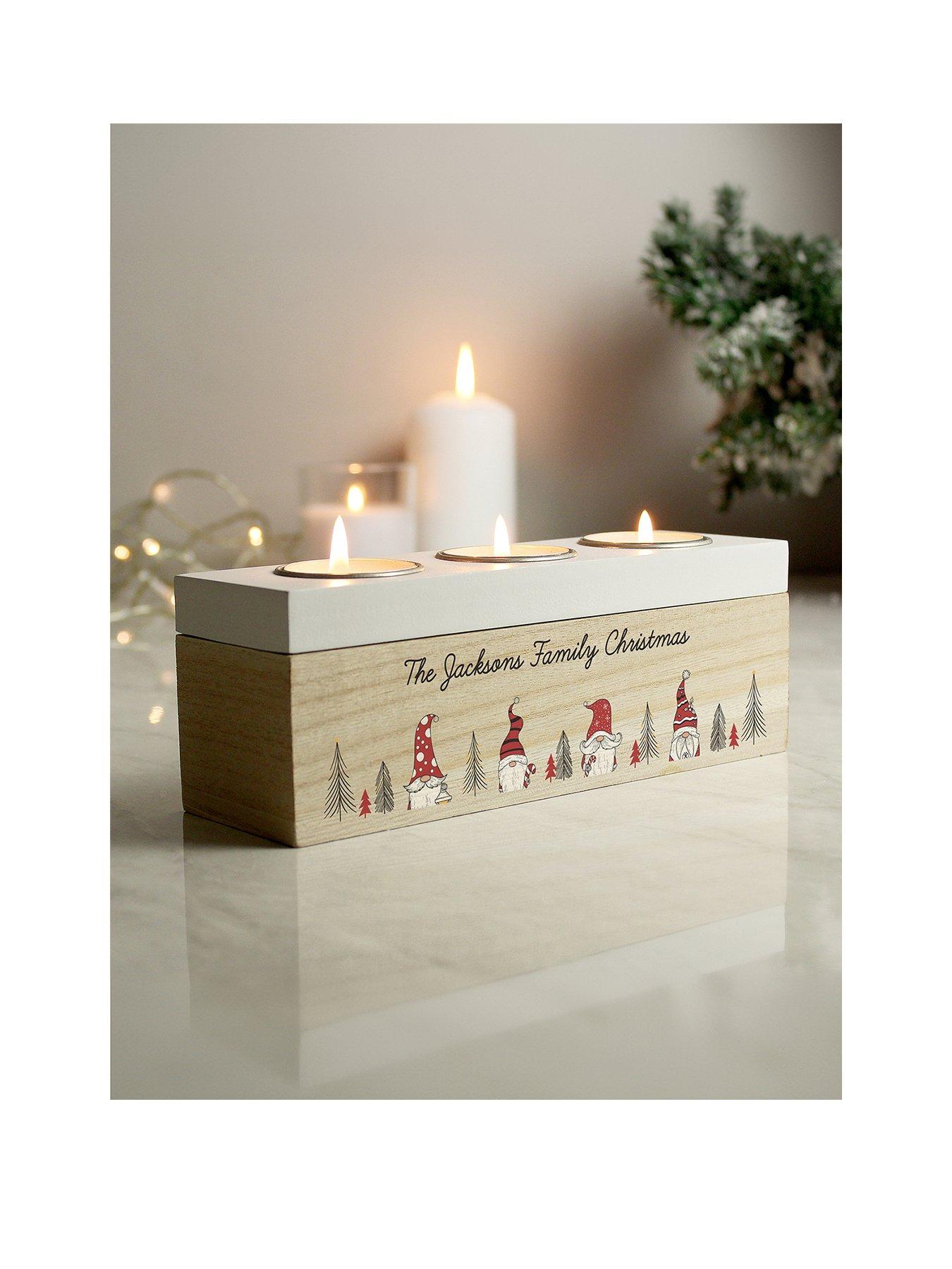 The Personalised Memento Company Personalised Gonk Christmas Triple Tea Light Box