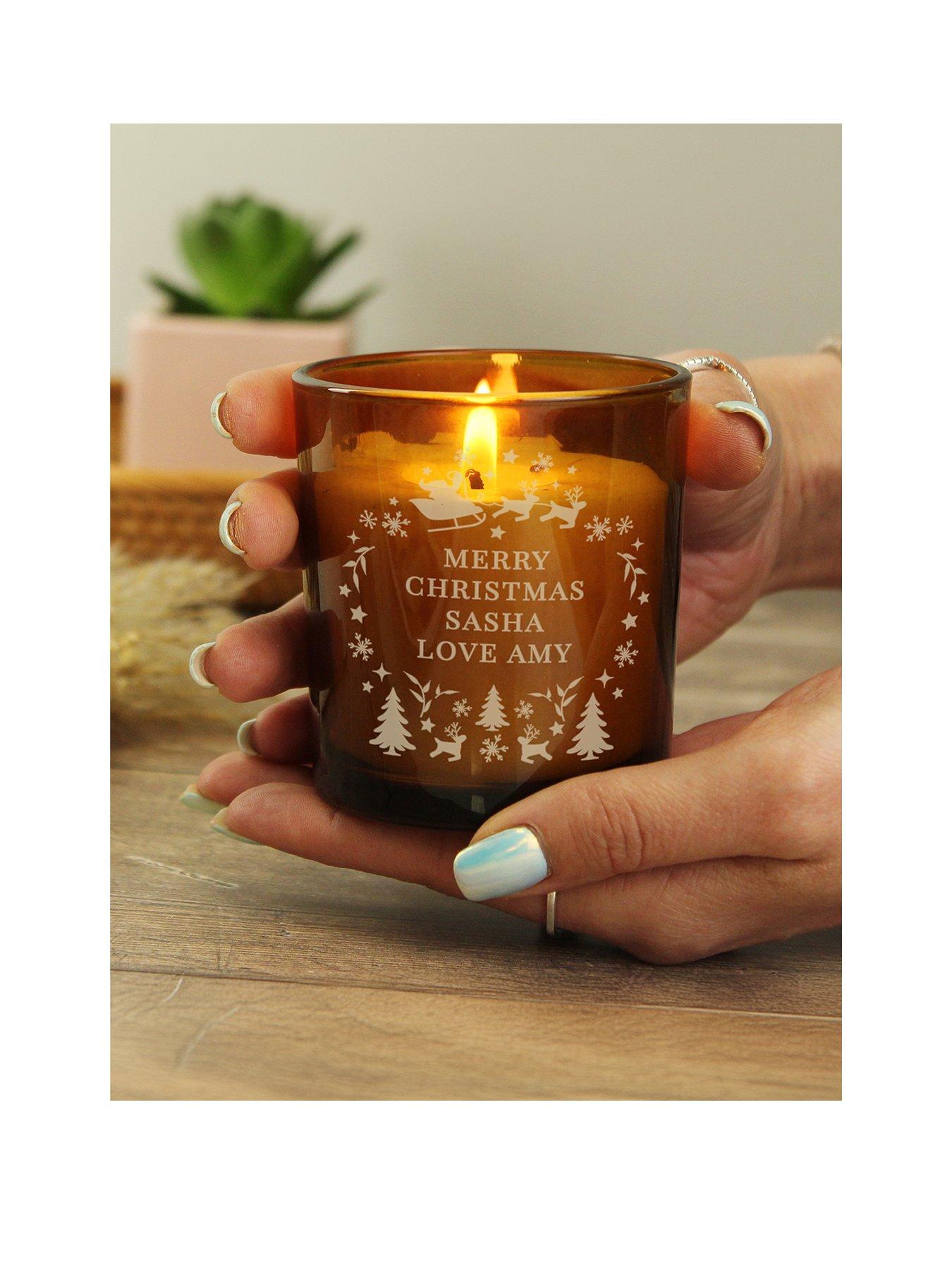 undefined Personalised Engraved Christmas Amber Glass Candle