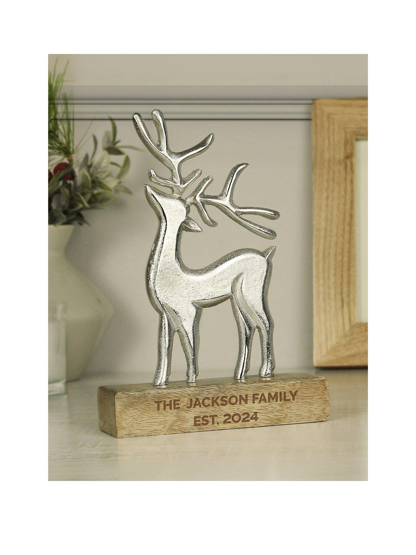 Product photograph of The Personalised Memento Company Personalised Stag Ornament from very.co.uk