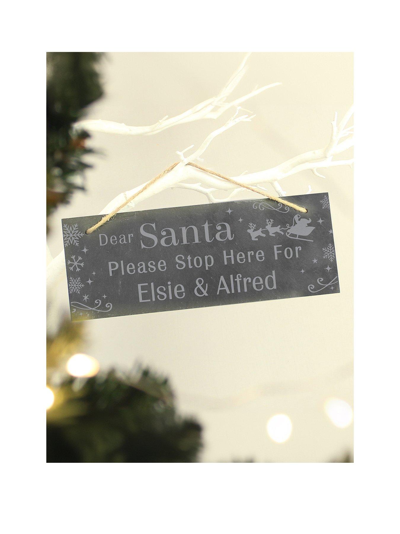 The Personalised Memento Company Personalised Santa Please Stop Here... Hanging Slate Sign
