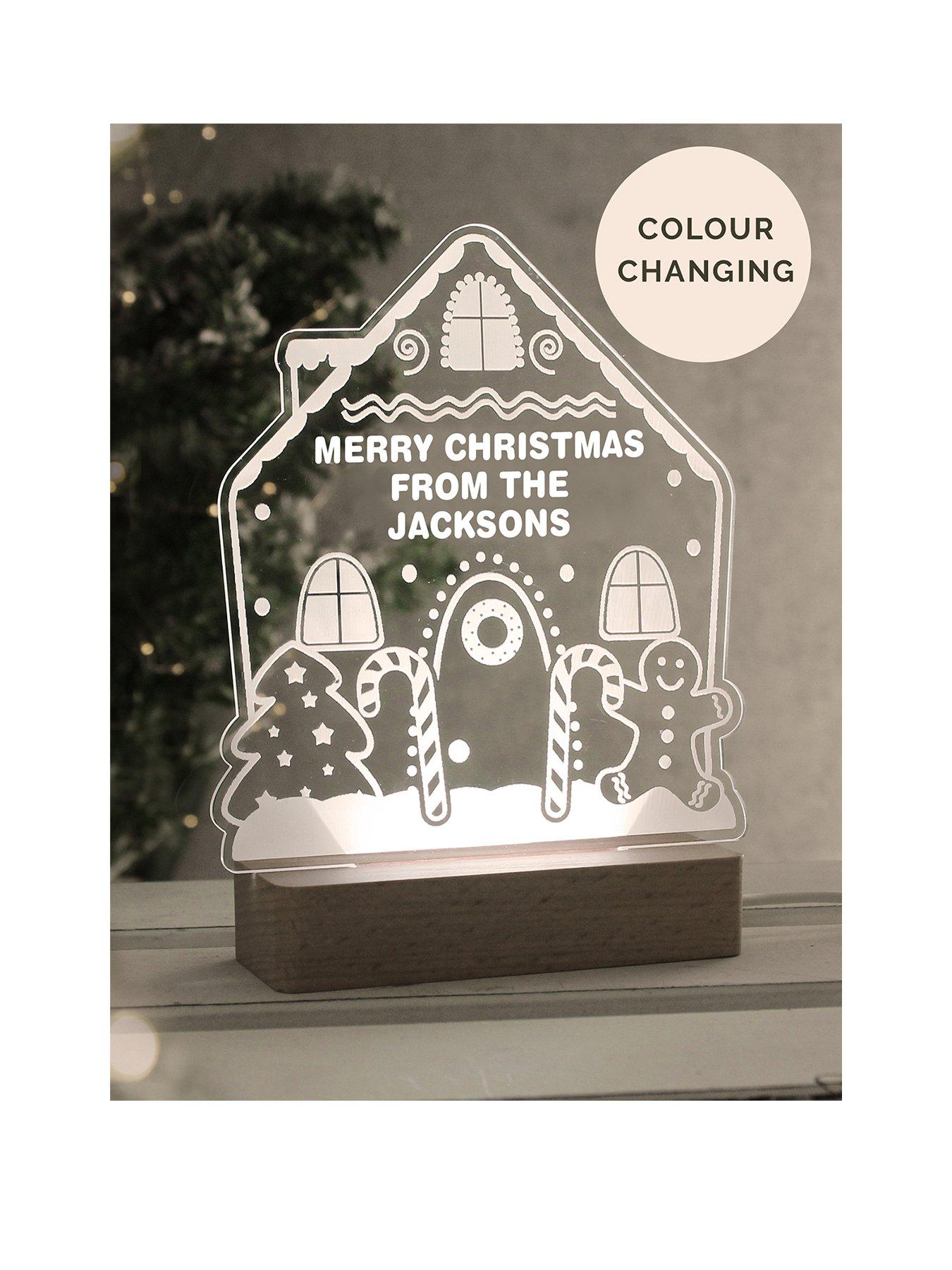 The Personalised Memento Company Personalised Gingerbread House Christmas Wooden Based LED Light