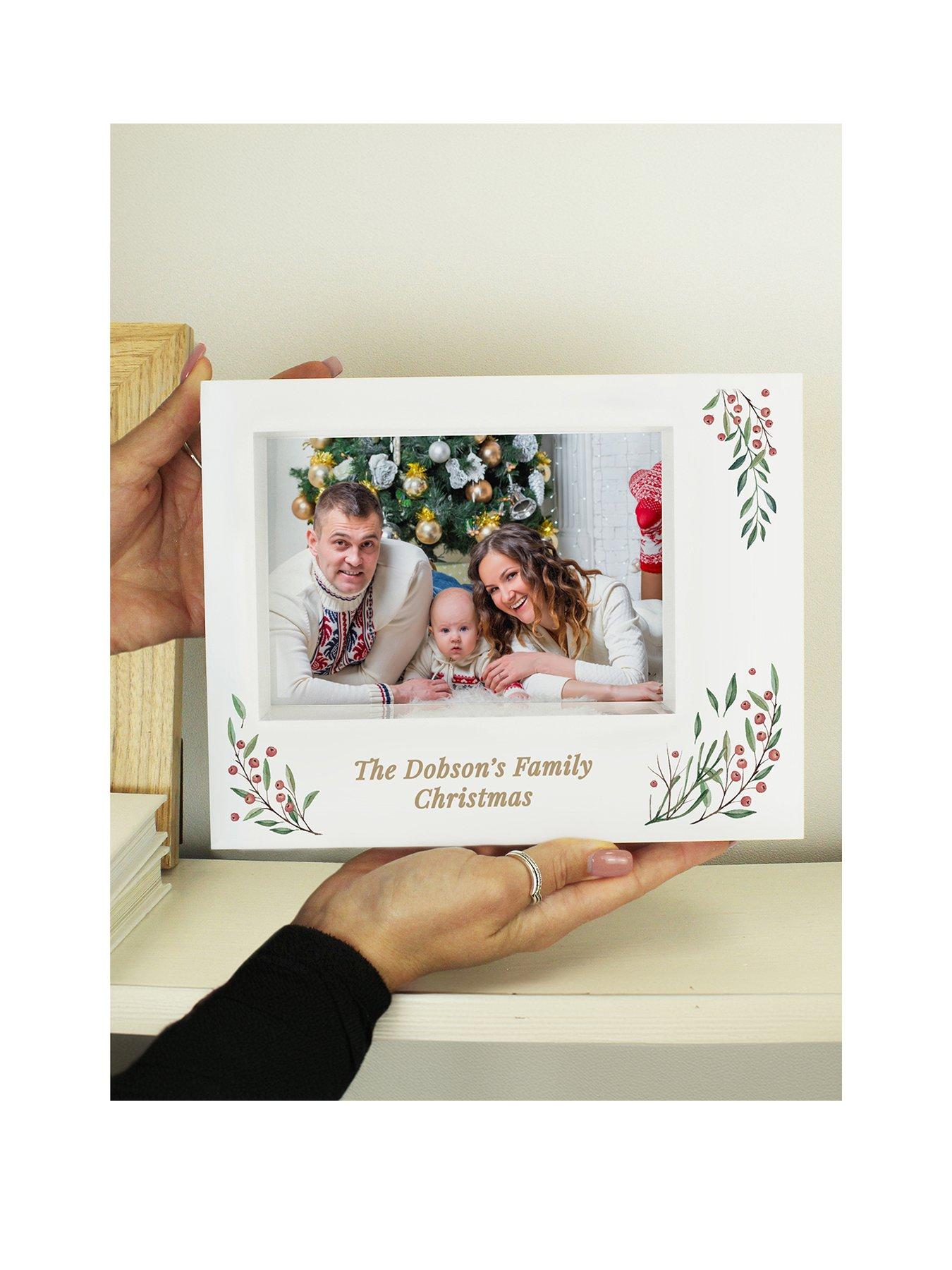 Product photograph of The Personalised Memento Company Personalised Christmas Foliage 5x7 Box Photo Frame from very.co.uk