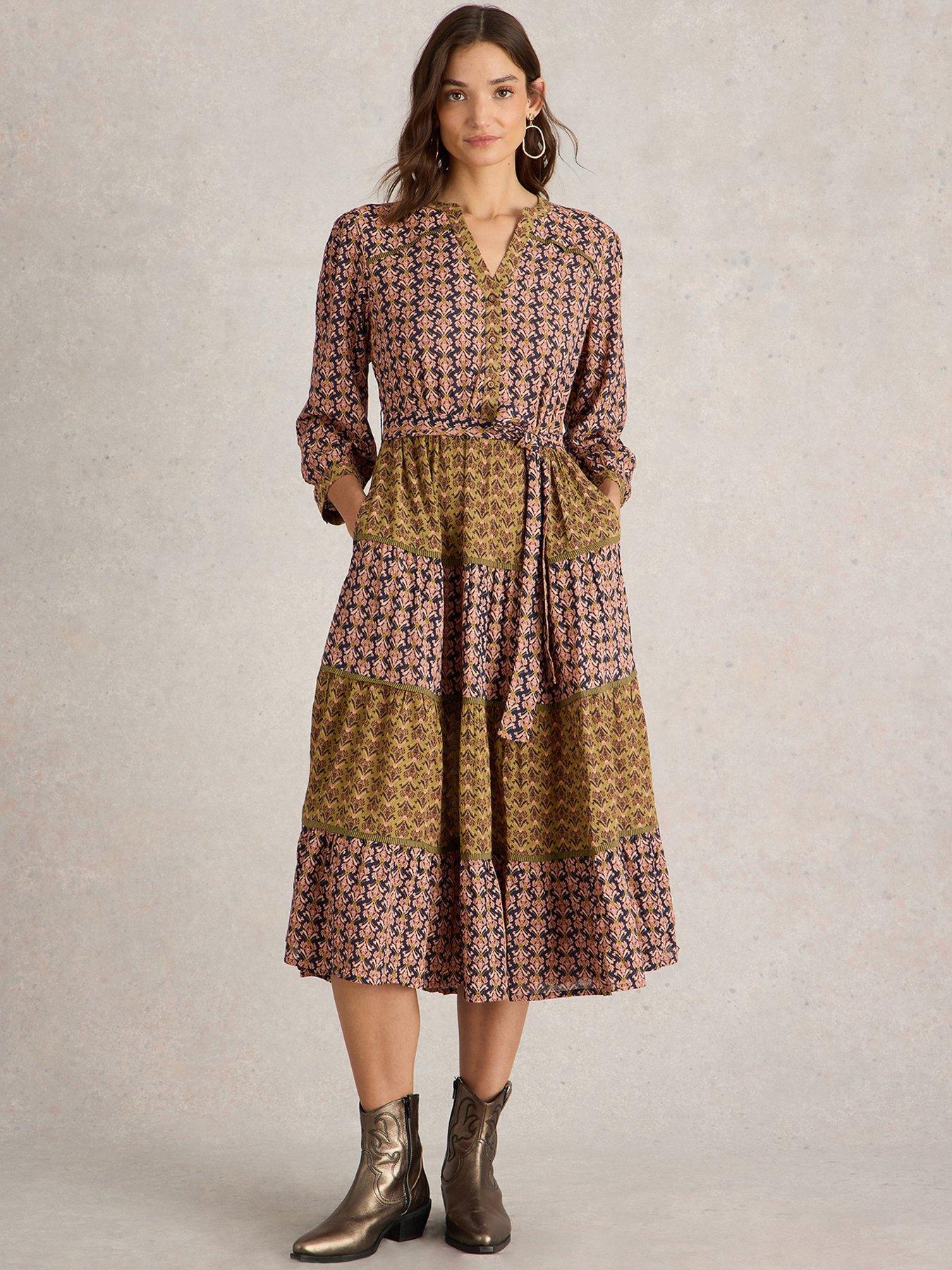undefined Mabel Mixed Print Dress - Black