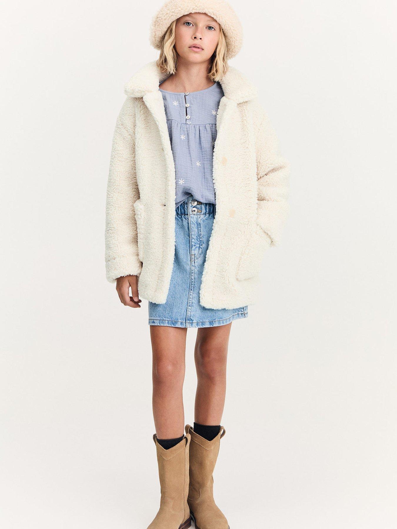 undefined Girls Teddy Fleece Coat - Cream