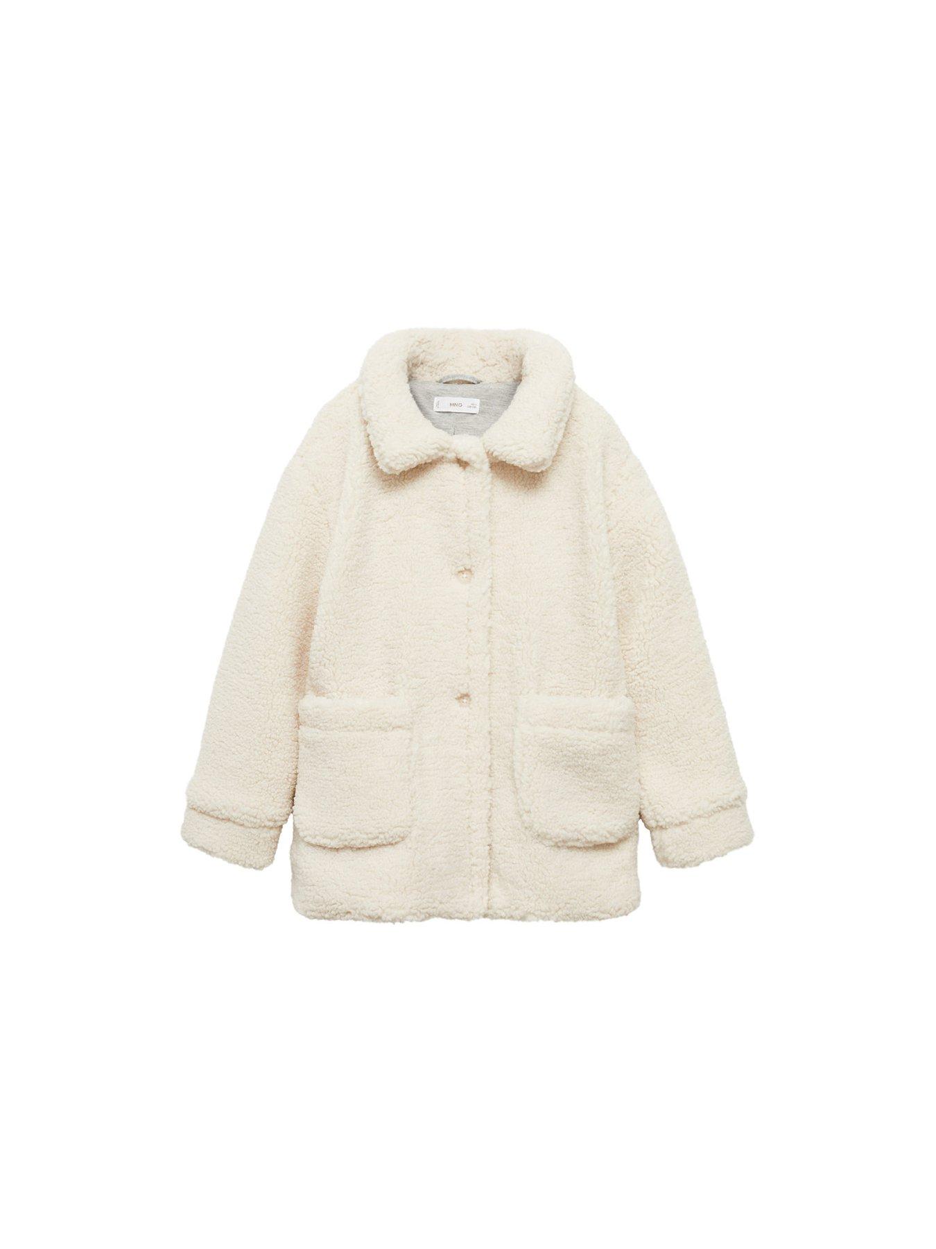 Mango cream teddy coat hotsell